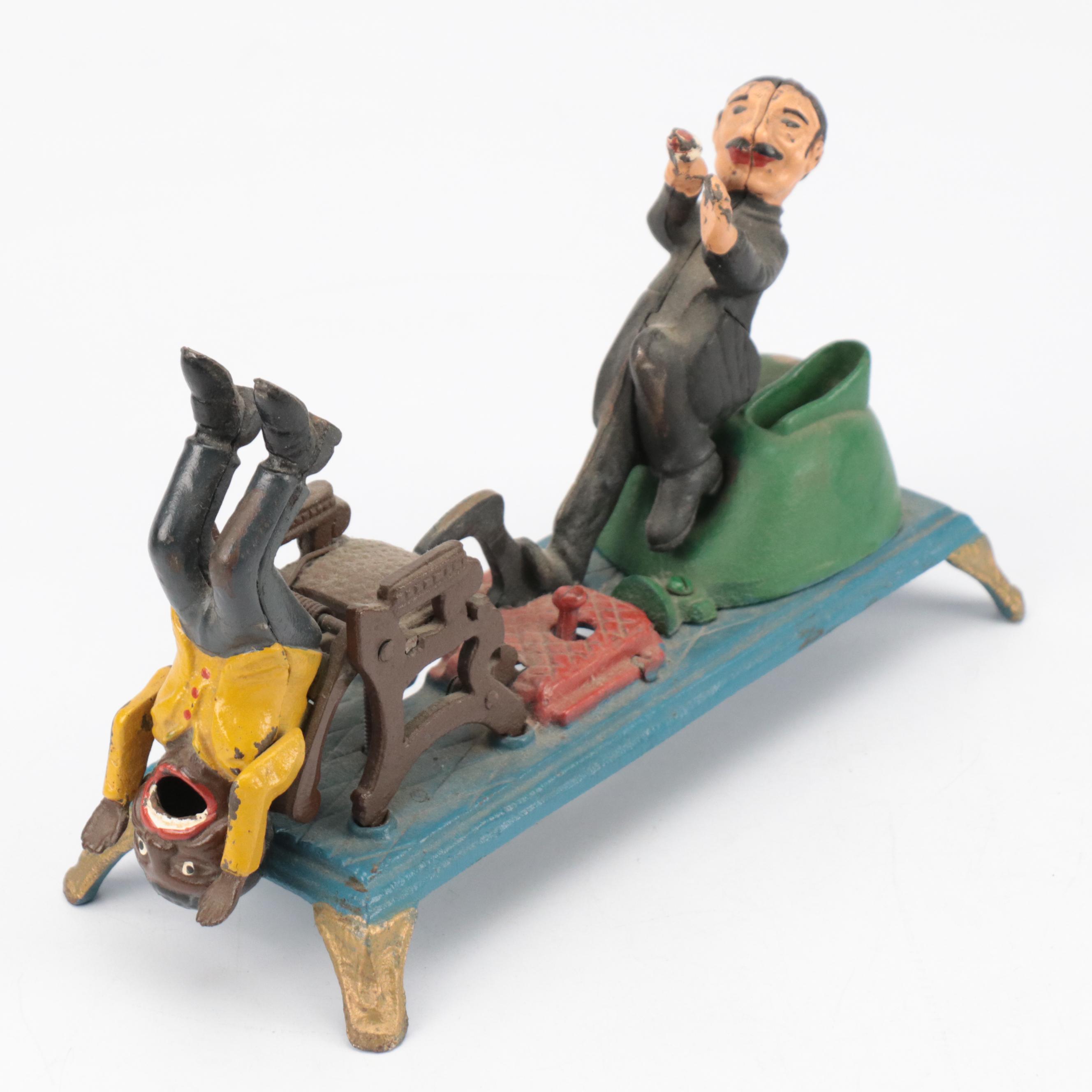 Cold-Painted Cast Iron Dentist Mechanical Coin Bank