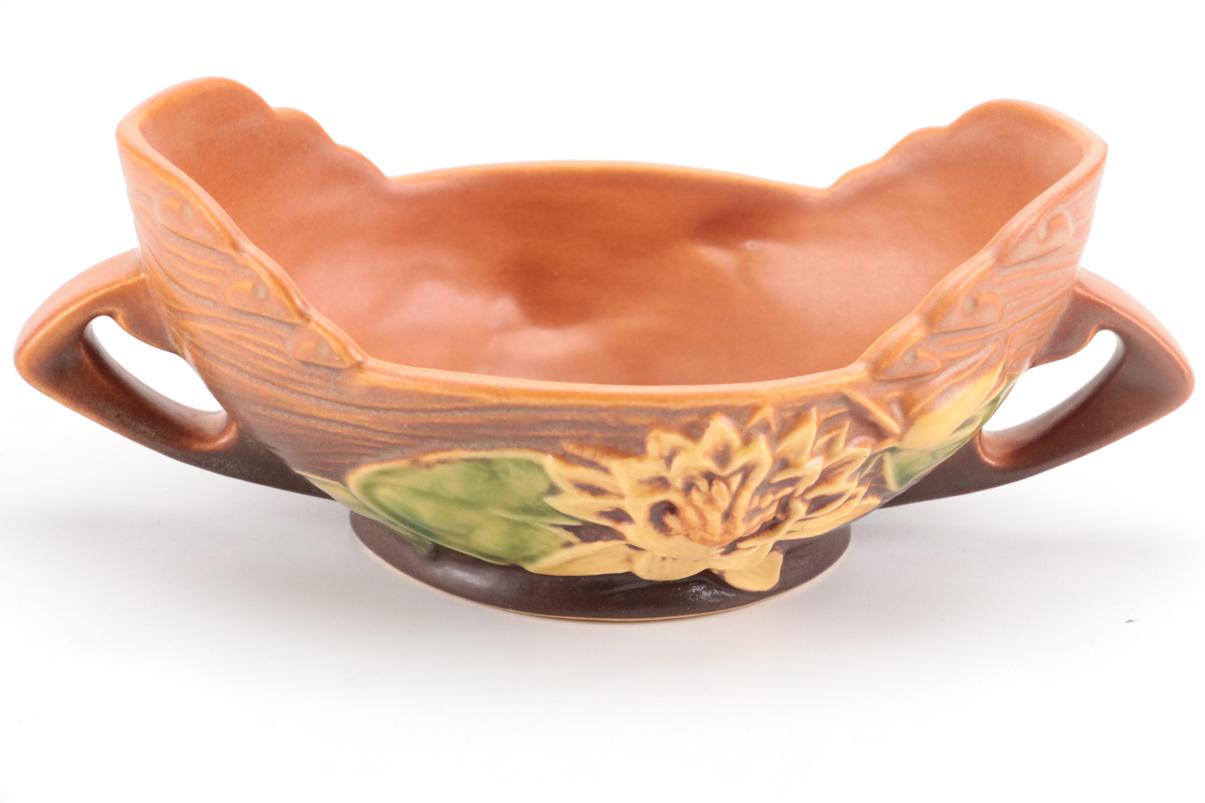 Roseville Pottery "Magnolia Terracotta" Ceramic Cornucopia and Art Pottery Décor