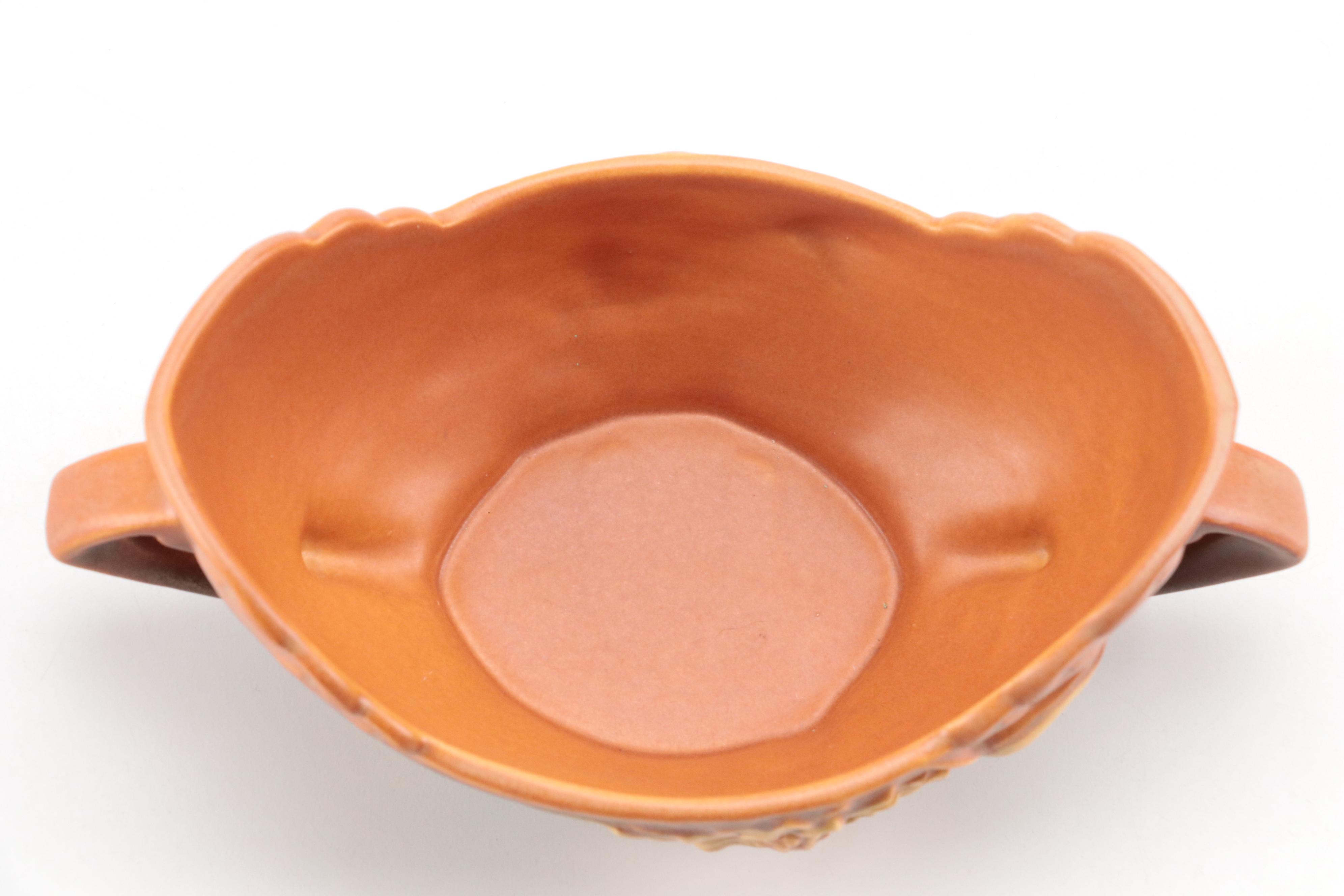 Roseville Pottery "Magnolia Terracotta" Ceramic Cornucopia and Art Pottery Décor