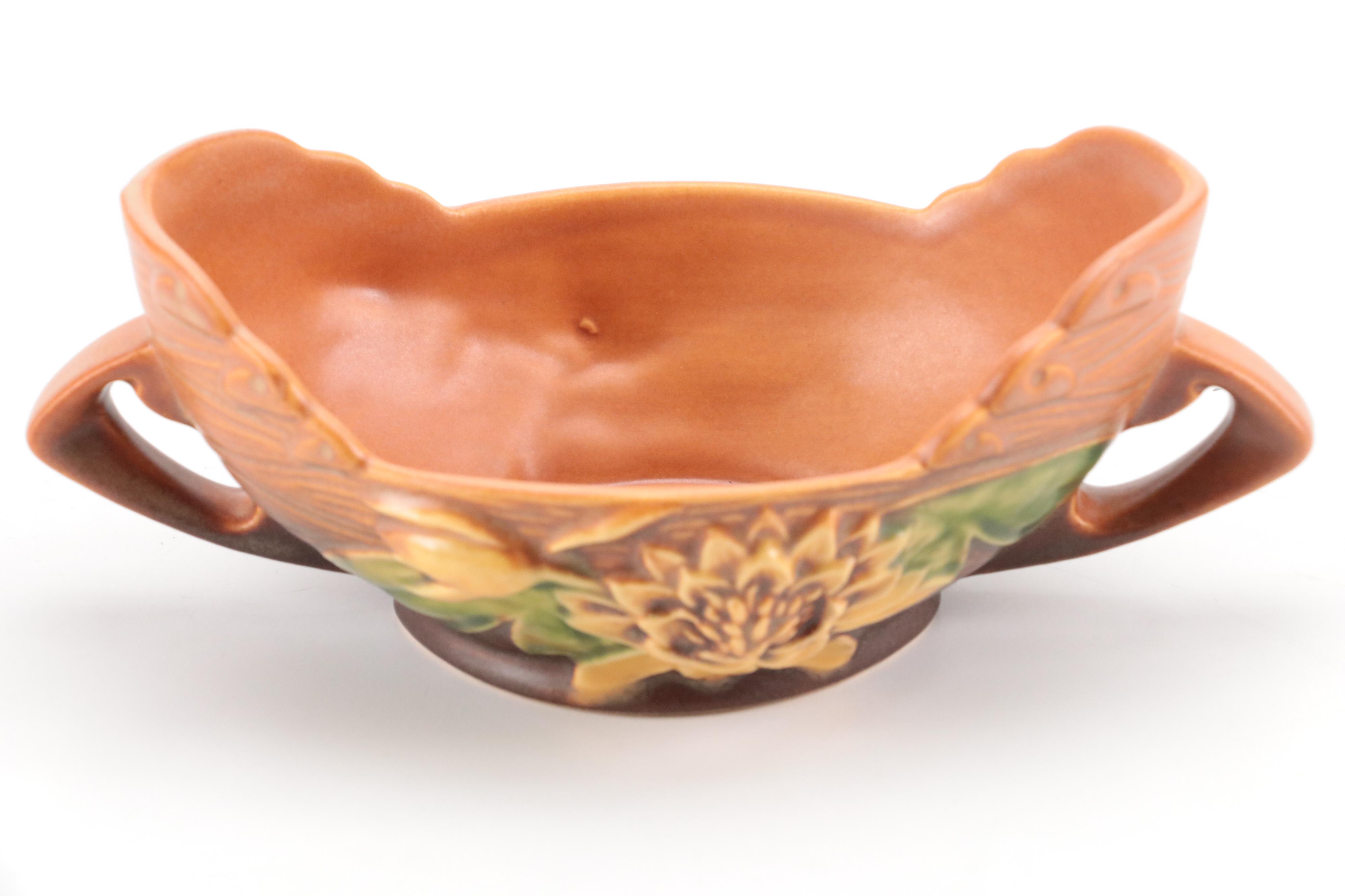 Roseville Pottery "Magnolia Terracotta" Ceramic Cornucopia and Art Pottery Décor