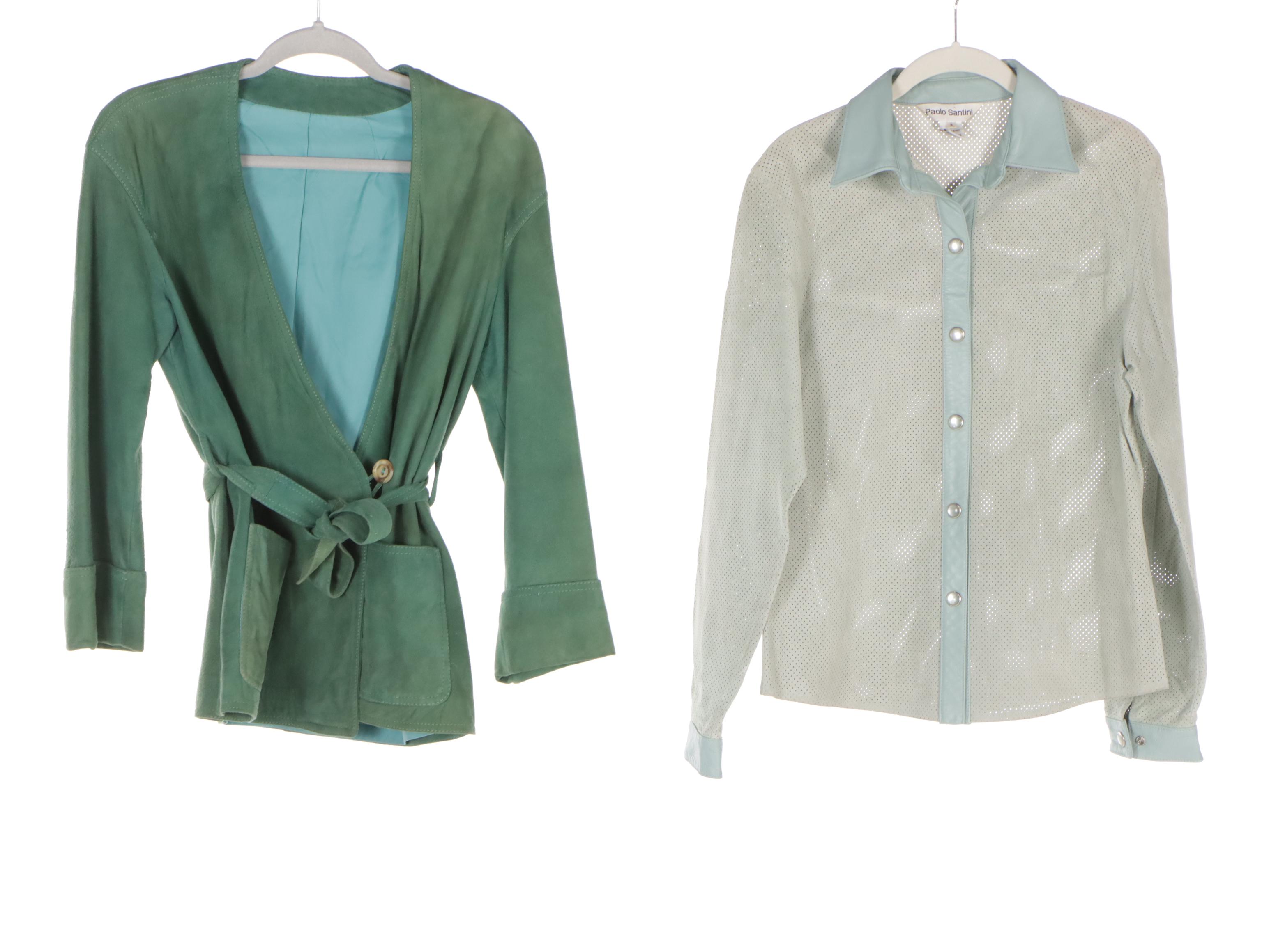 Francine Wrap Shirt in Leather and Paolo Santini Leather Shirt with Siena Skirt