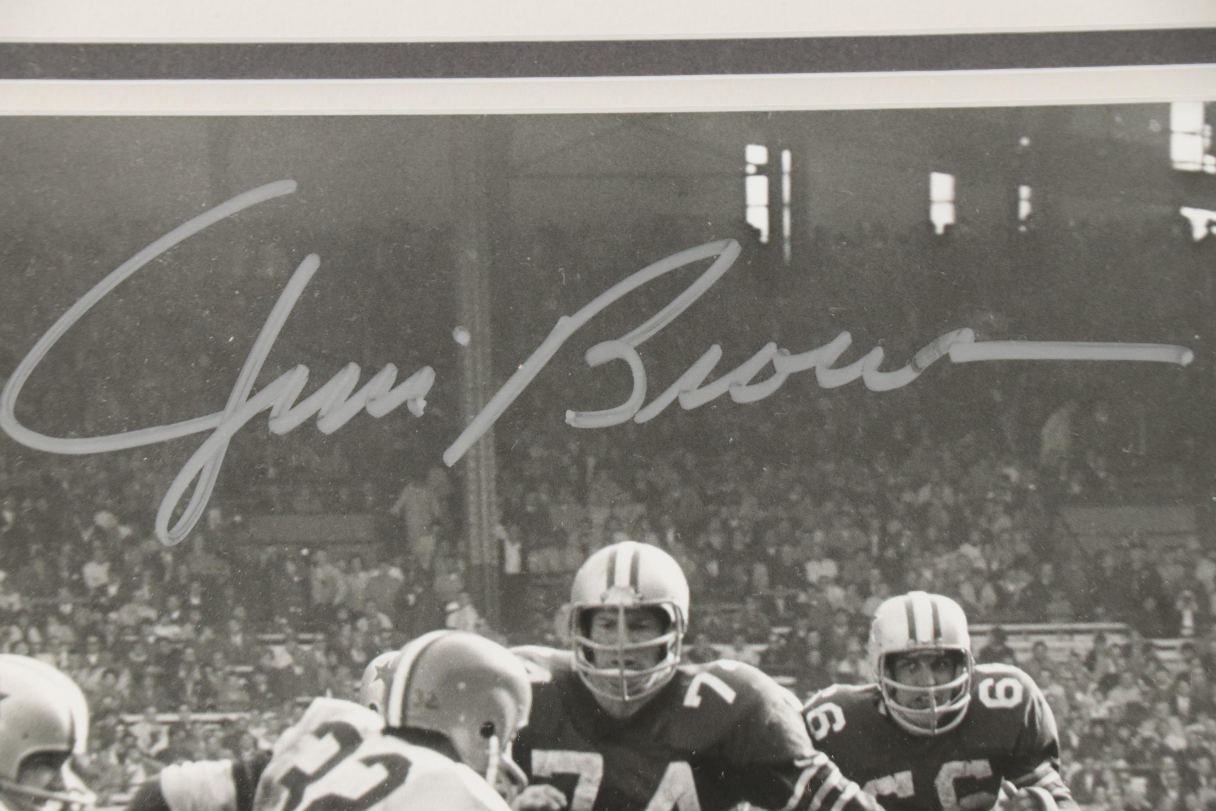 Jim Brown Signed Cleveland Browns Football Print in Matted Frame