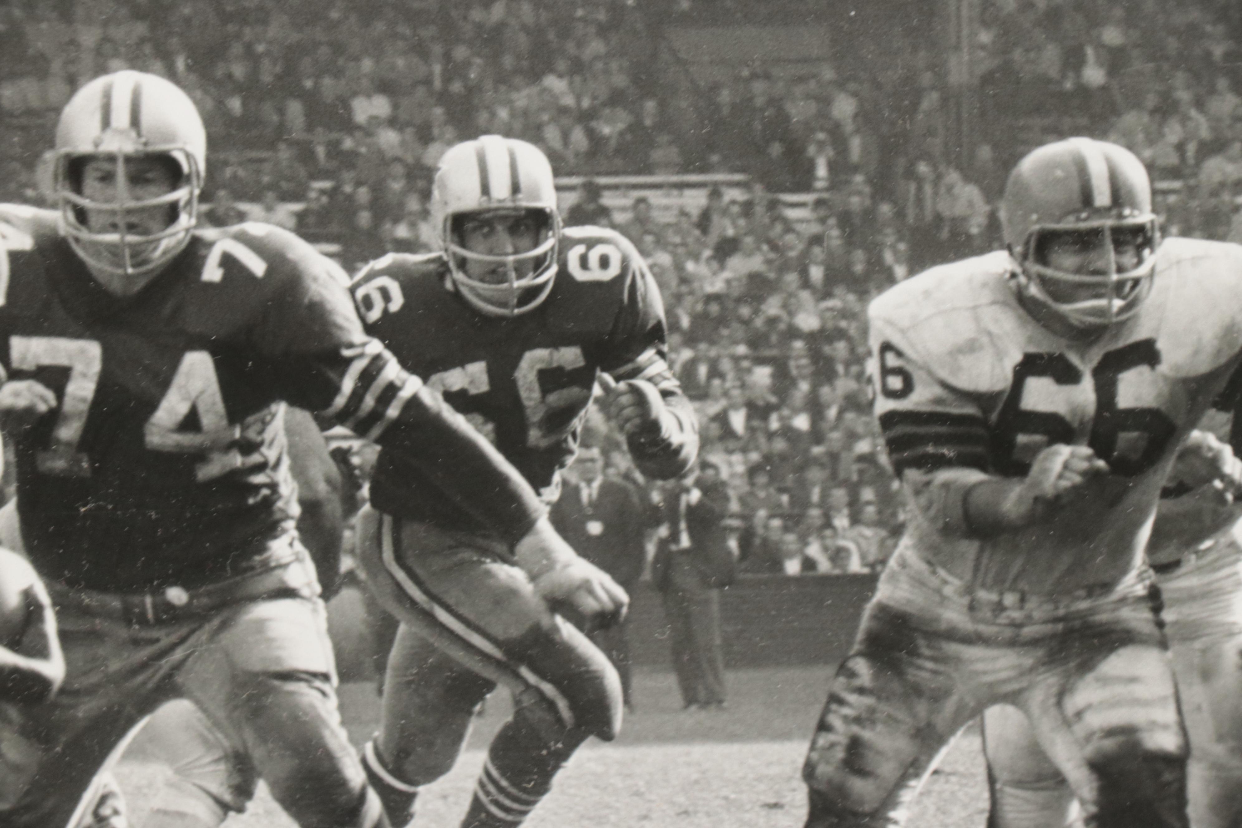 Jim Brown Signed Cleveland Browns Football Print in Matted Frame