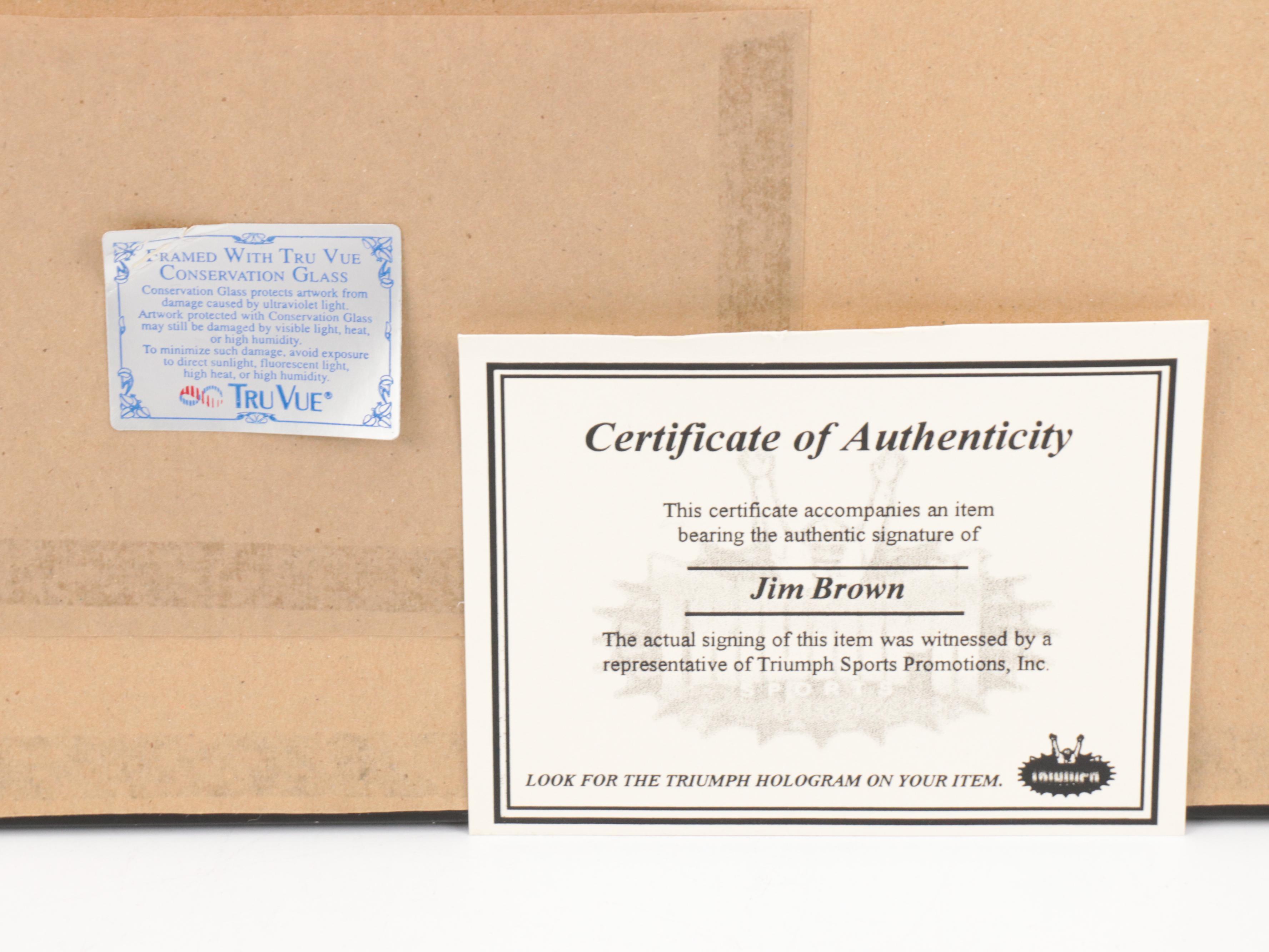 Jim Brown Signed Cleveland Browns Football Print in Matted Frame