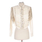 Double D Ranch Wear Cotton Button-Front Jacket with Suede Fringe