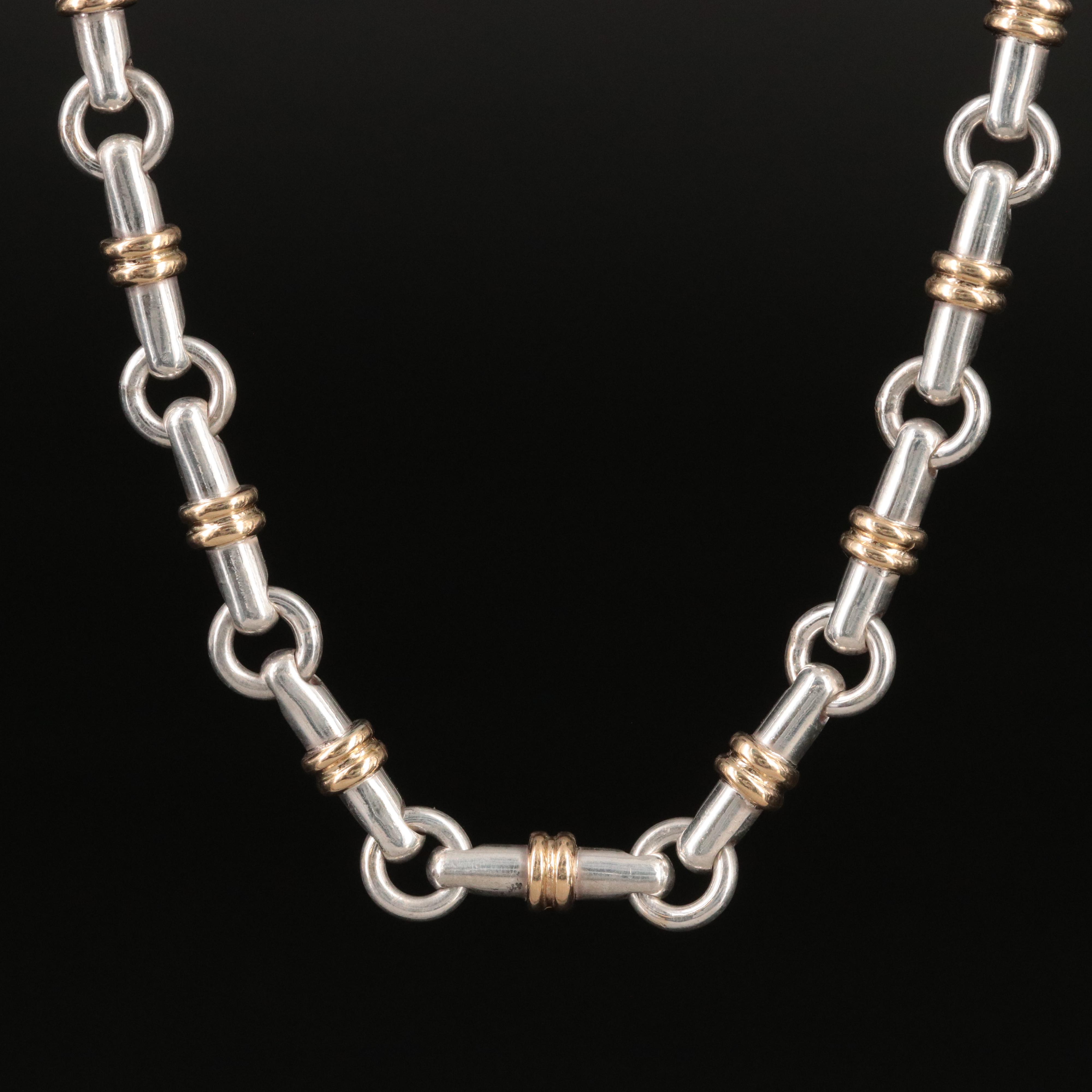 Tiffany & Co. Sterling and 18K Bar Link Necklace