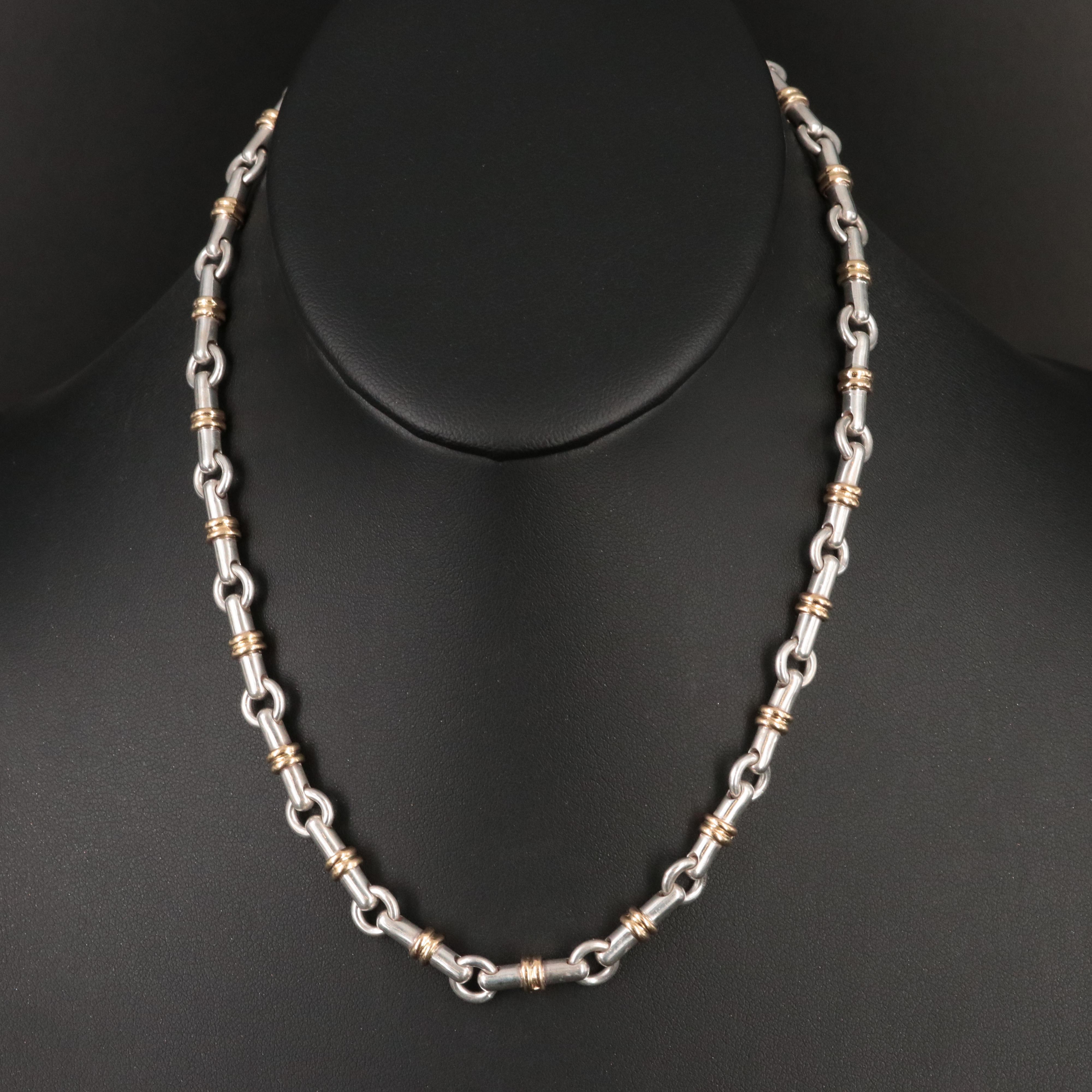 Tiffany & Co. Sterling and 18K Bar Link Necklace