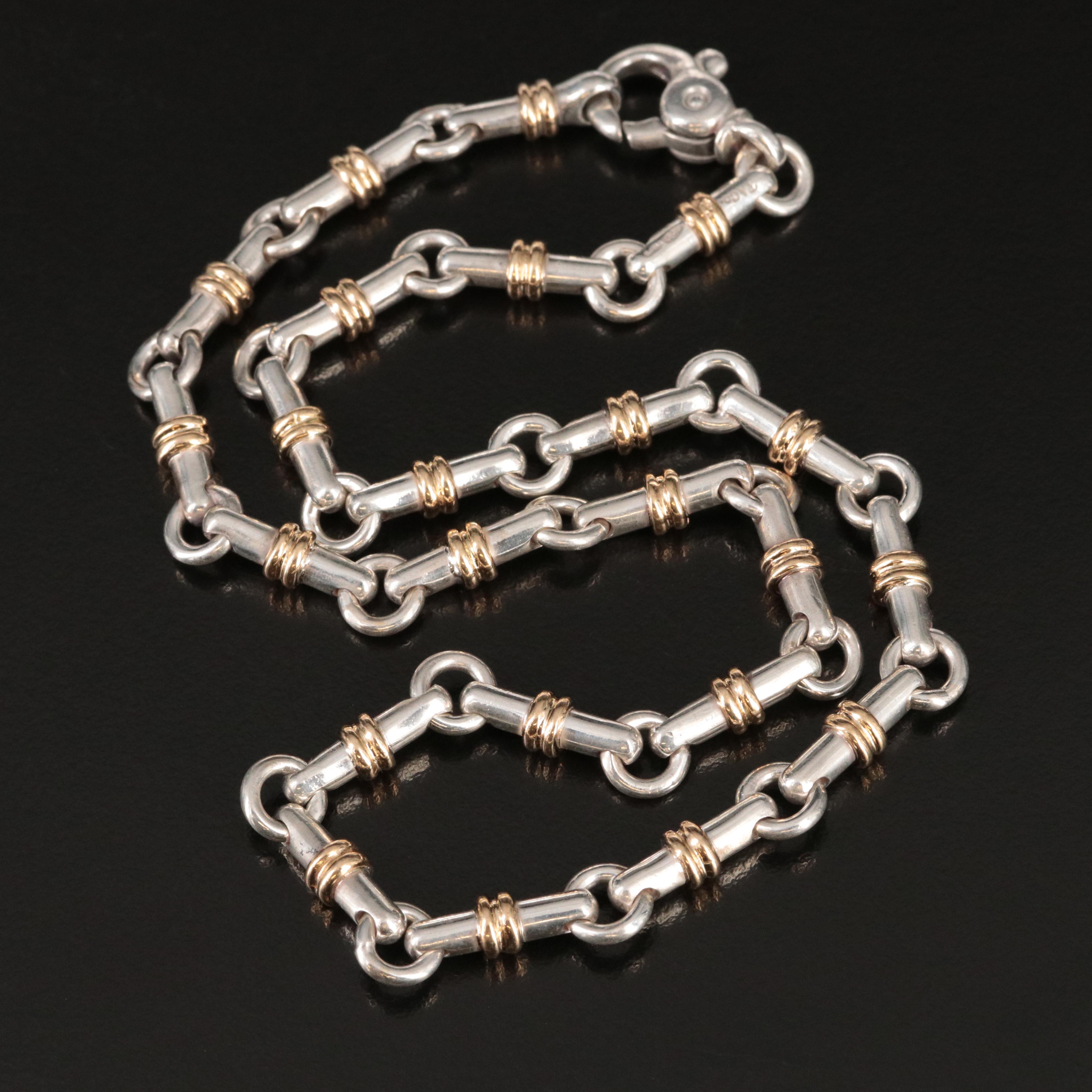 Tiffany & Co. Sterling and 18K Bar Link Necklace