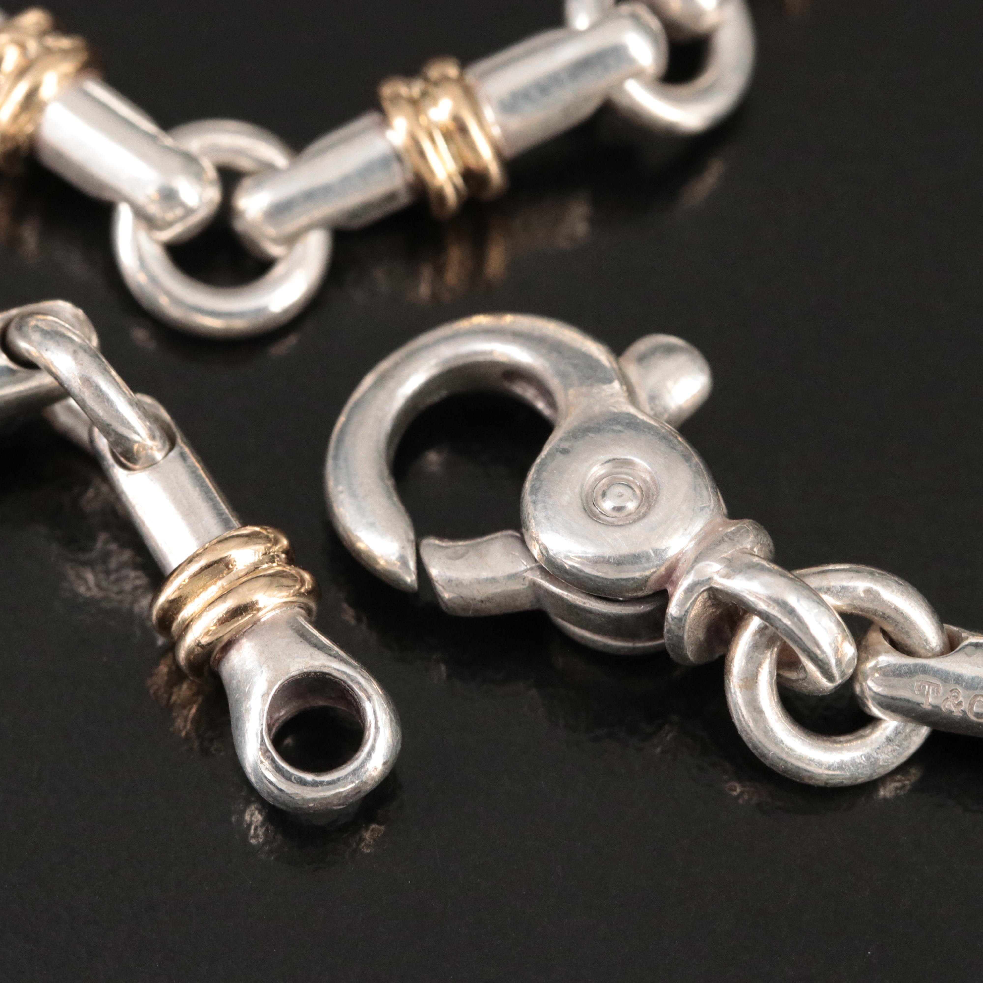 Tiffany & Co. Sterling and 18K Bar Link Necklace