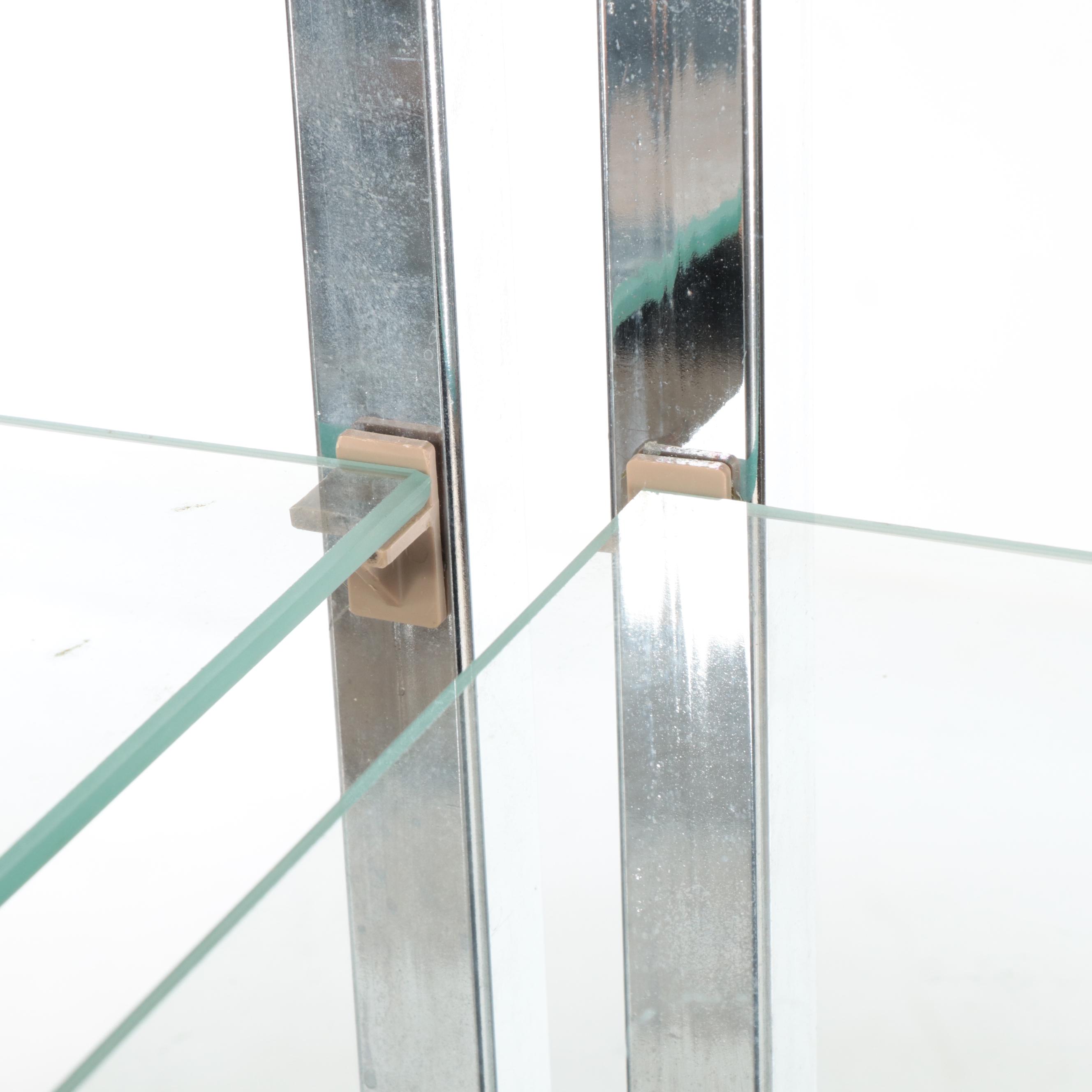 Mid Century Modern Style Walnut and Chrome Modular Shelves, Mid to Late 20th C.