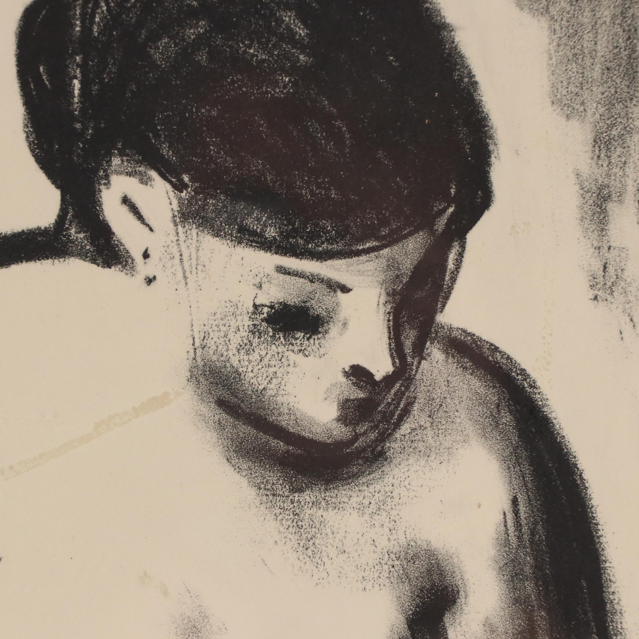 Thomas Brownell Eldred Modern Nude Figure Lithograph, Mid 20th Century
