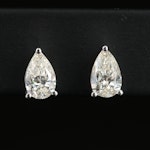 14K 2.06 CTW Lab Grown Diamond Solitaire Stud Earrings