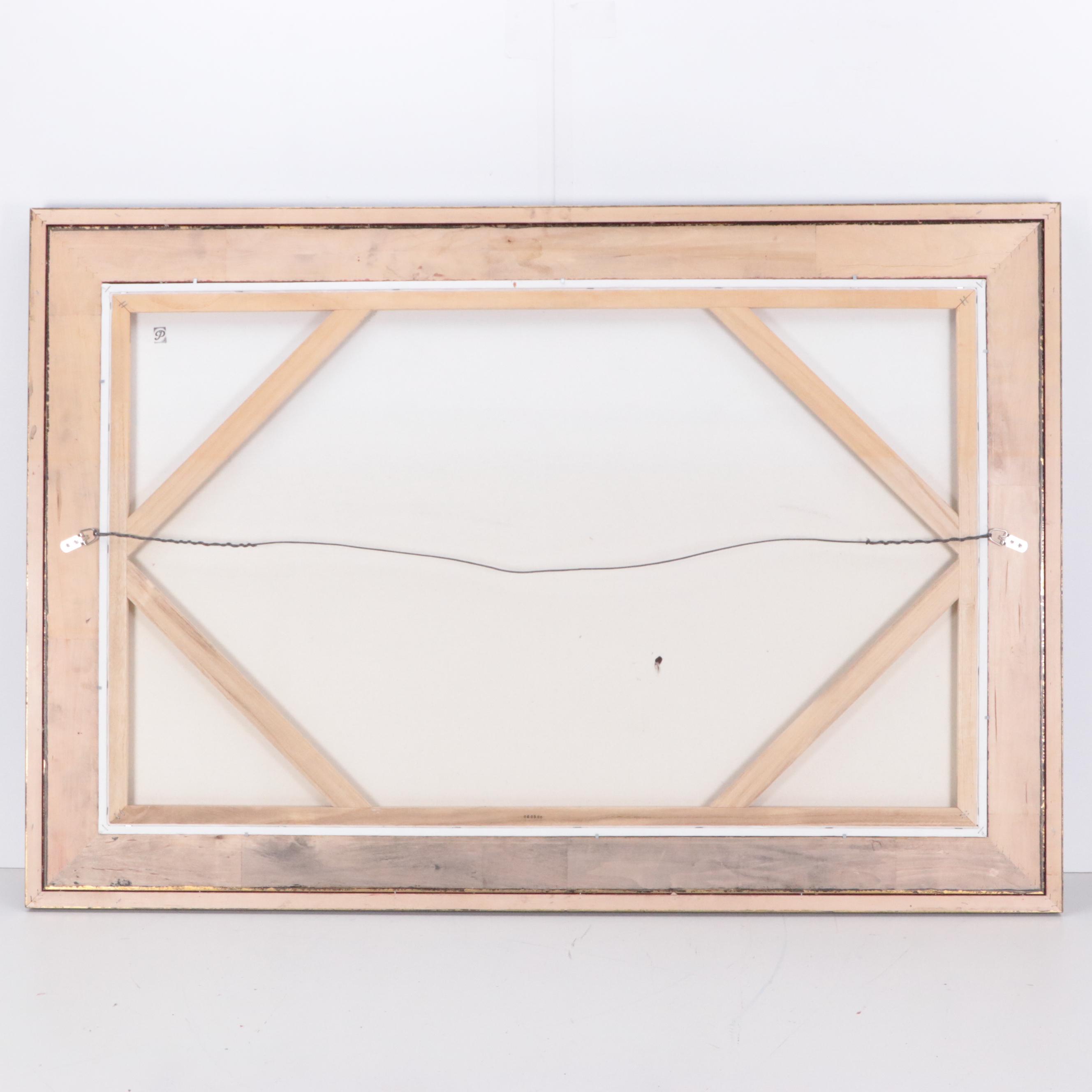 Hal Pickel Mixed Media Painting of Children Watching Geese Fly Over Field