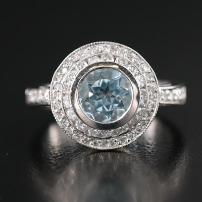 18K Aquamarine and Diamond Ring