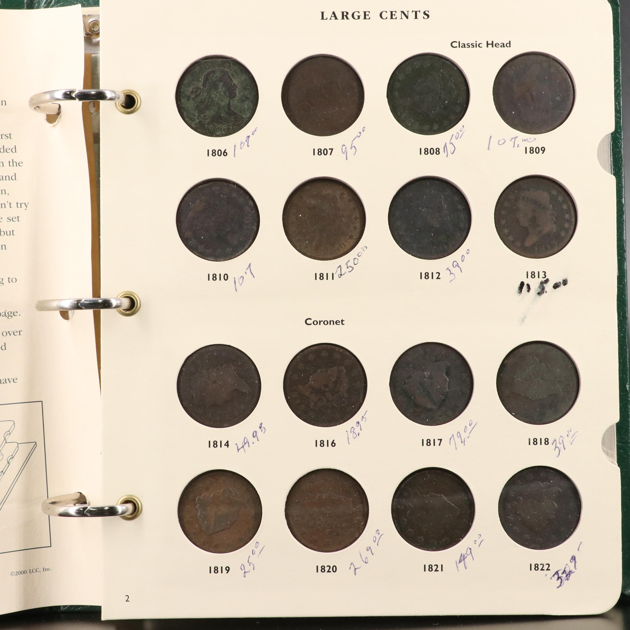 Collection of United States Large Cents Complete From 1806-1857