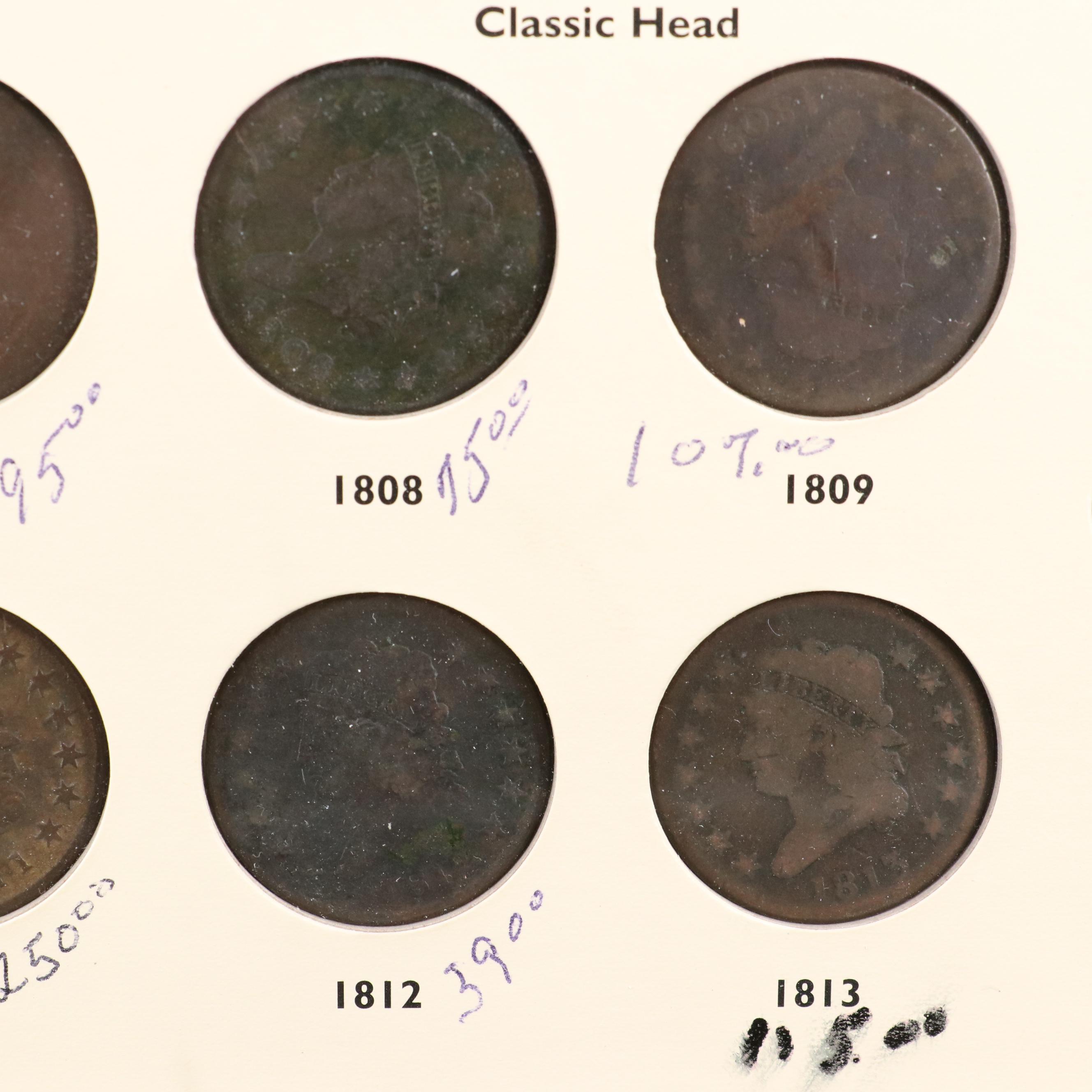 Collection of United States Large Cents Complete From 1806-1857
