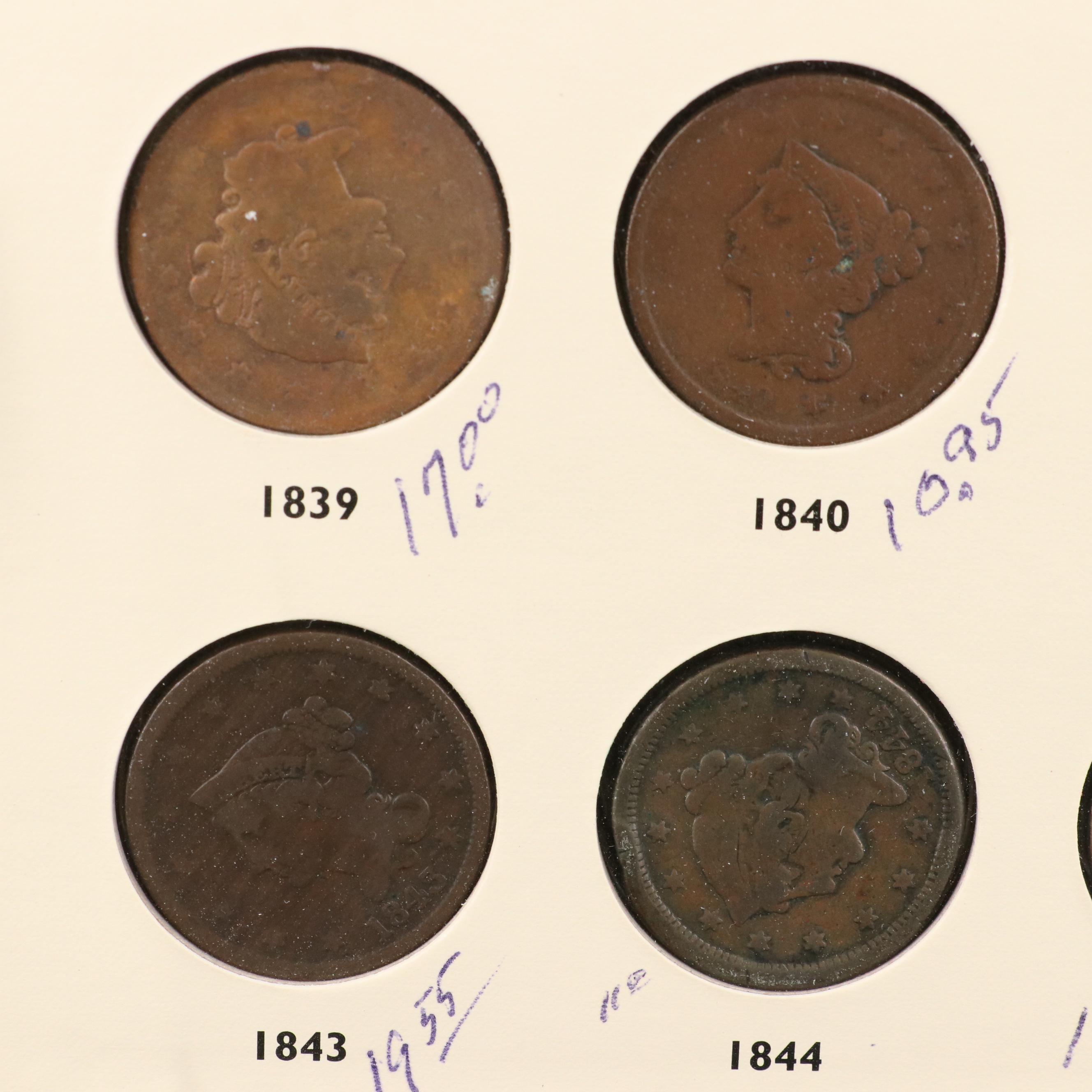 Collection of United States Large Cents Complete From 1806-1857