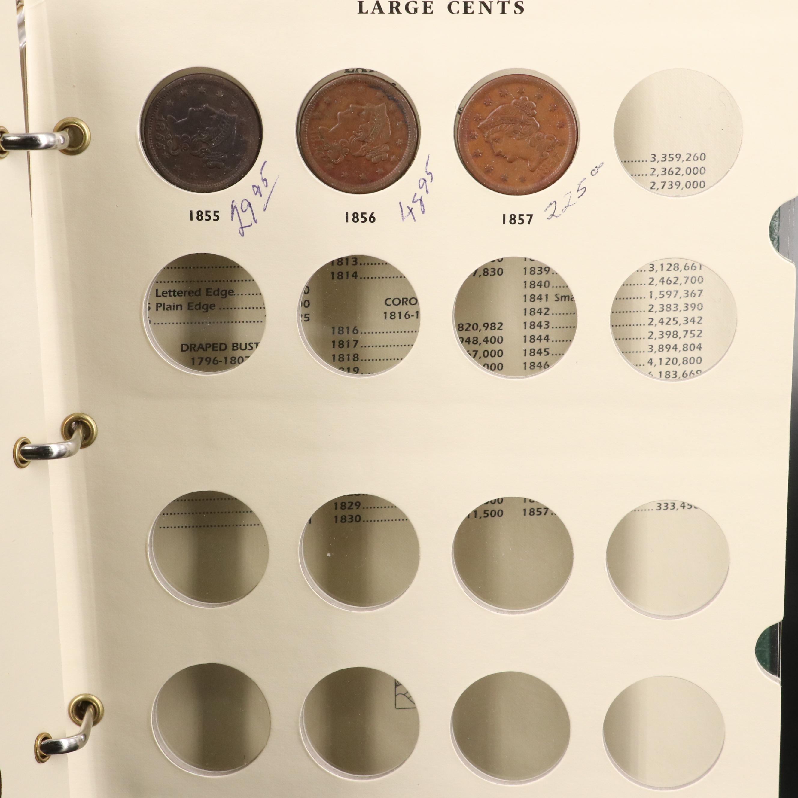 Collection of United States Large Cents Complete From 1806-1857