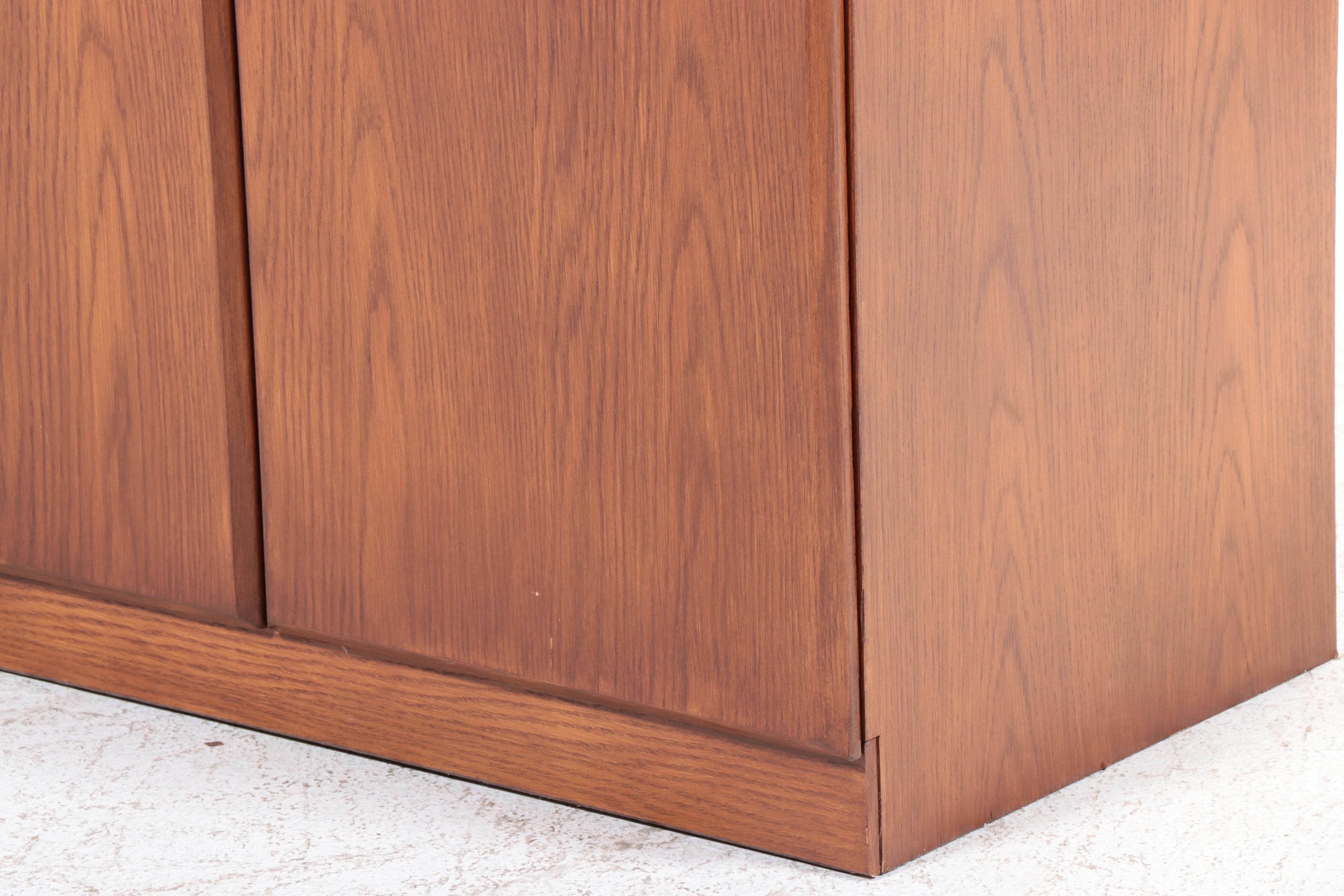 Dixie Furniture Oak Linen Press Cabinet, Late 20th Century