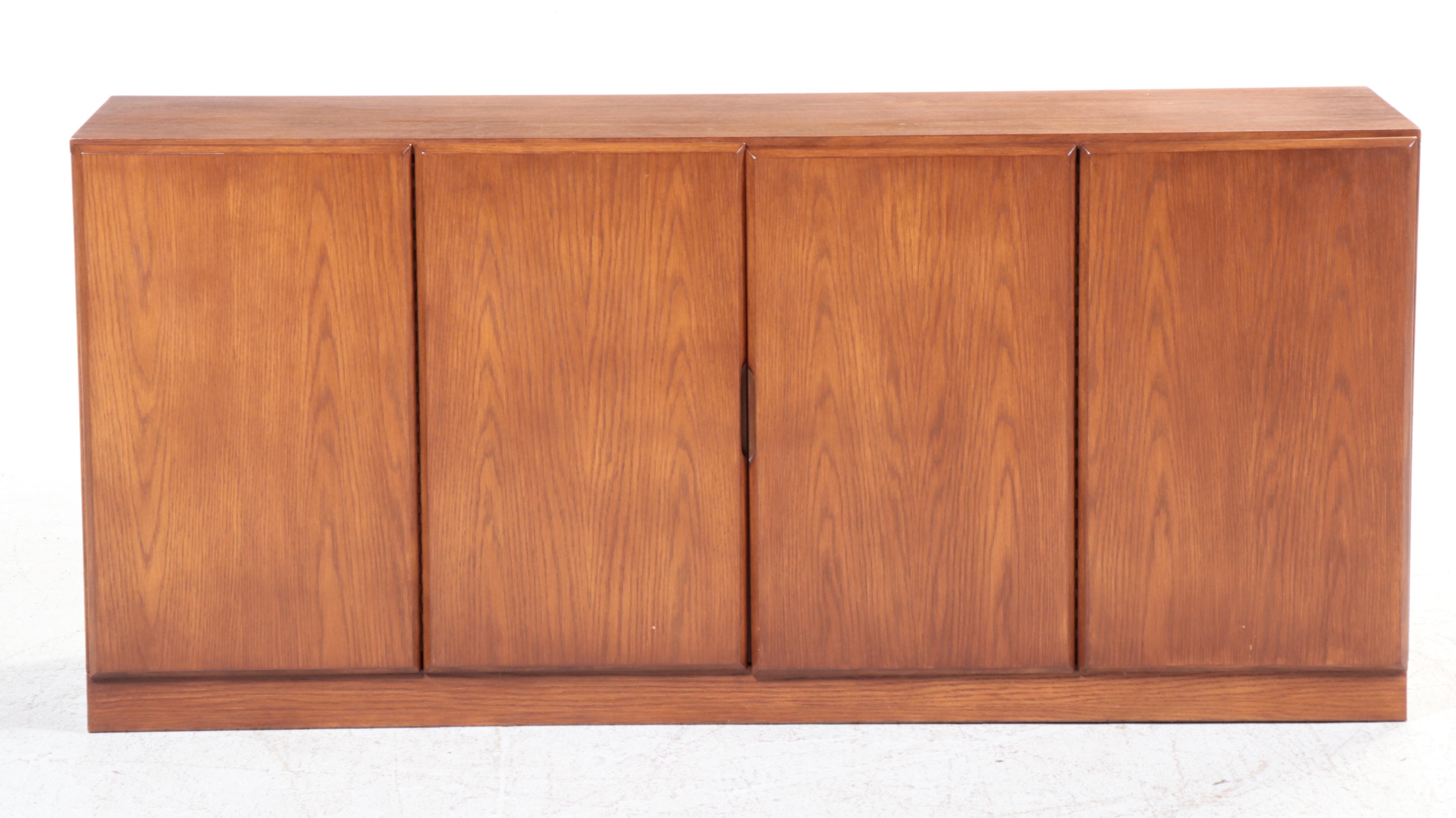 Dixie Furniture Oak Linen Press Cabinet, Late 20th Century