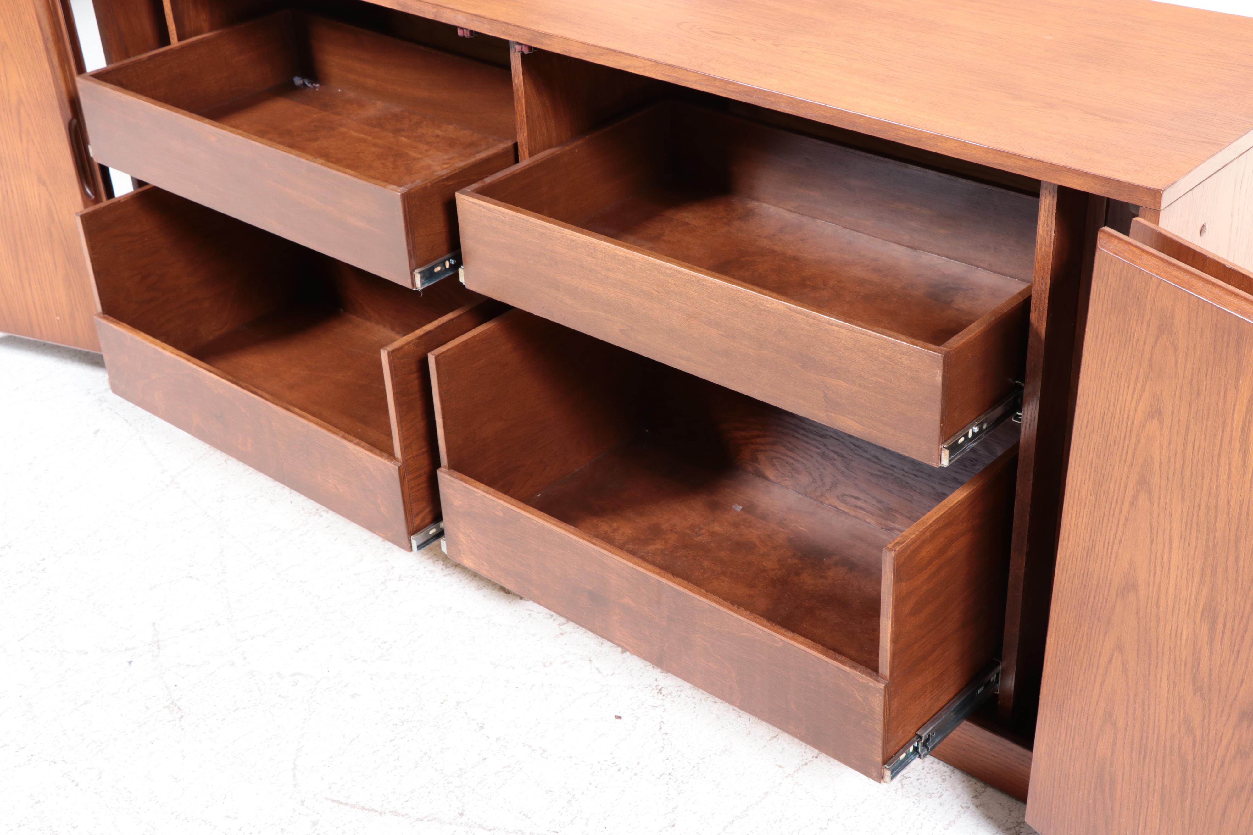 Dixie Furniture Oak Linen Press Cabinet, Late 20th Century