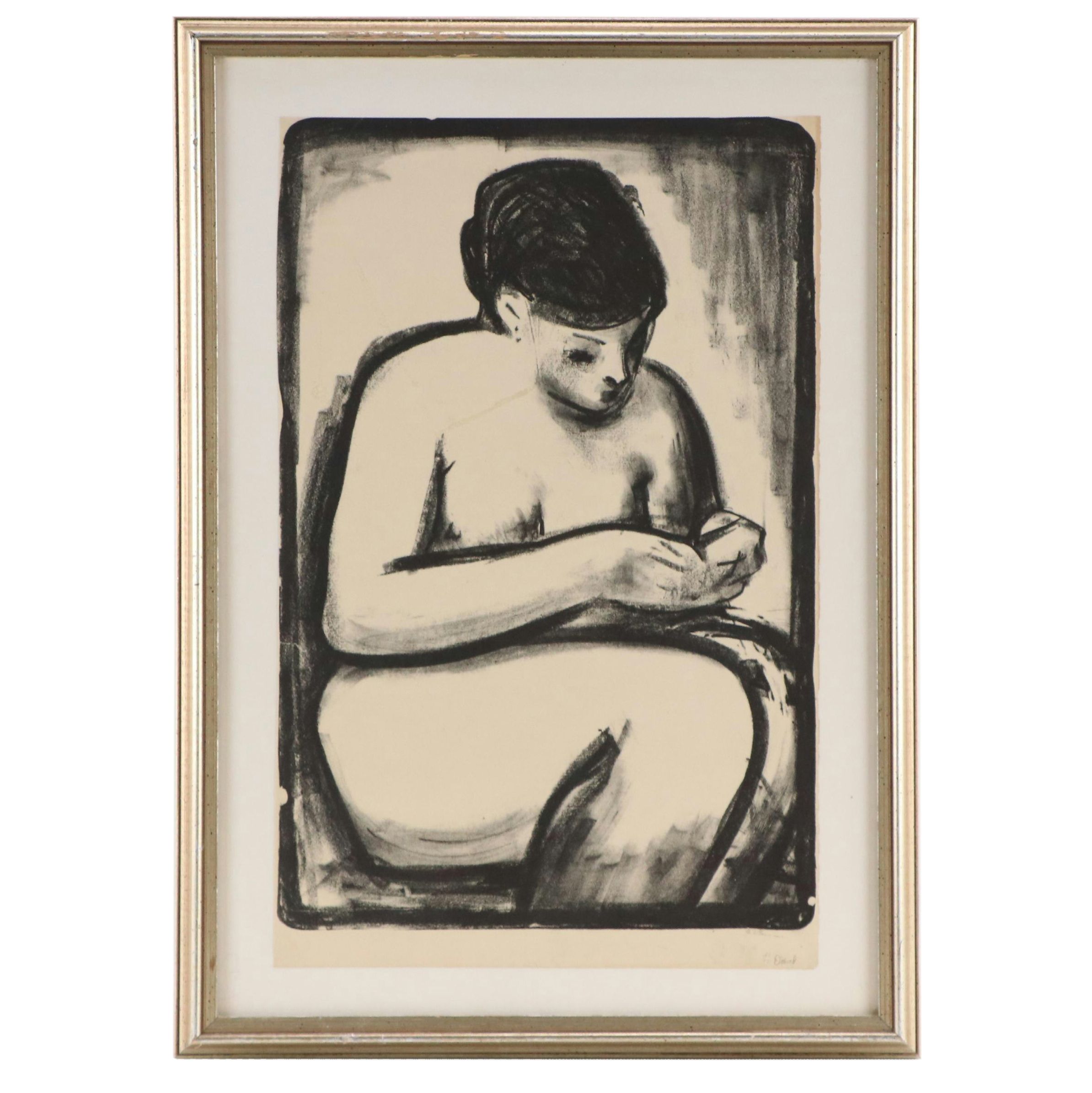 Thomas Brownell Eldred Modern Nude Figure Lithograph, Mid 20th Century