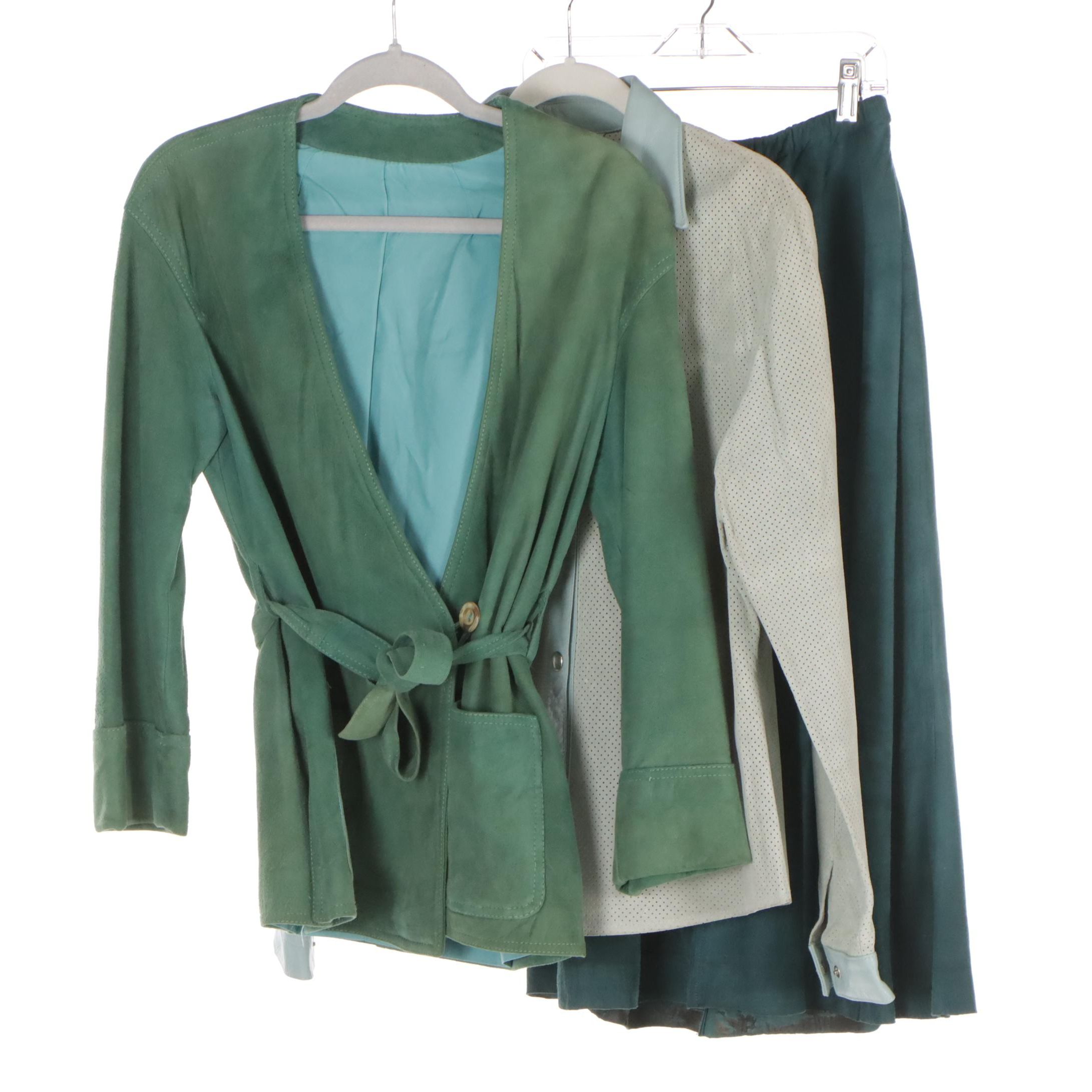 Francine Wrap Shirt in Leather and Paolo Santini Leather Shirt with Siena Skirt