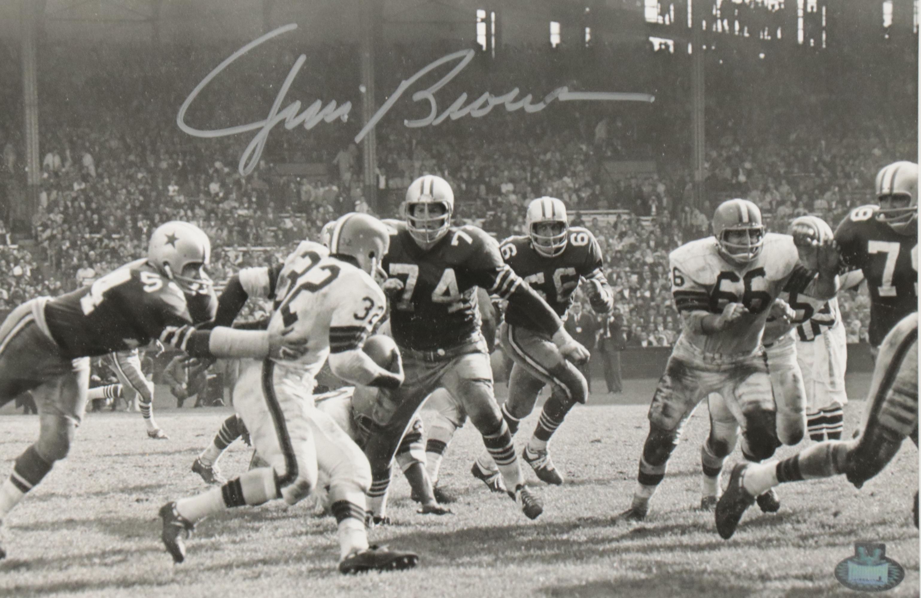 Jim Brown Signed Cleveland Browns Football Print in Matted Frame