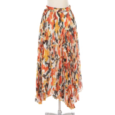 Proenza Schouler Asymmetric Pleated Skirt in Floral Patterned Chiffon, NWT