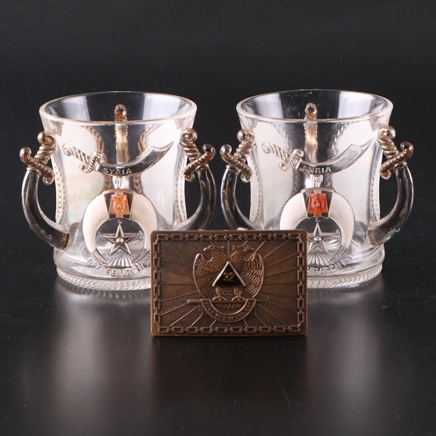 EAPG Pittsburgh Syria Temple Shriner's Convention Loving Cups and Belt Buckle