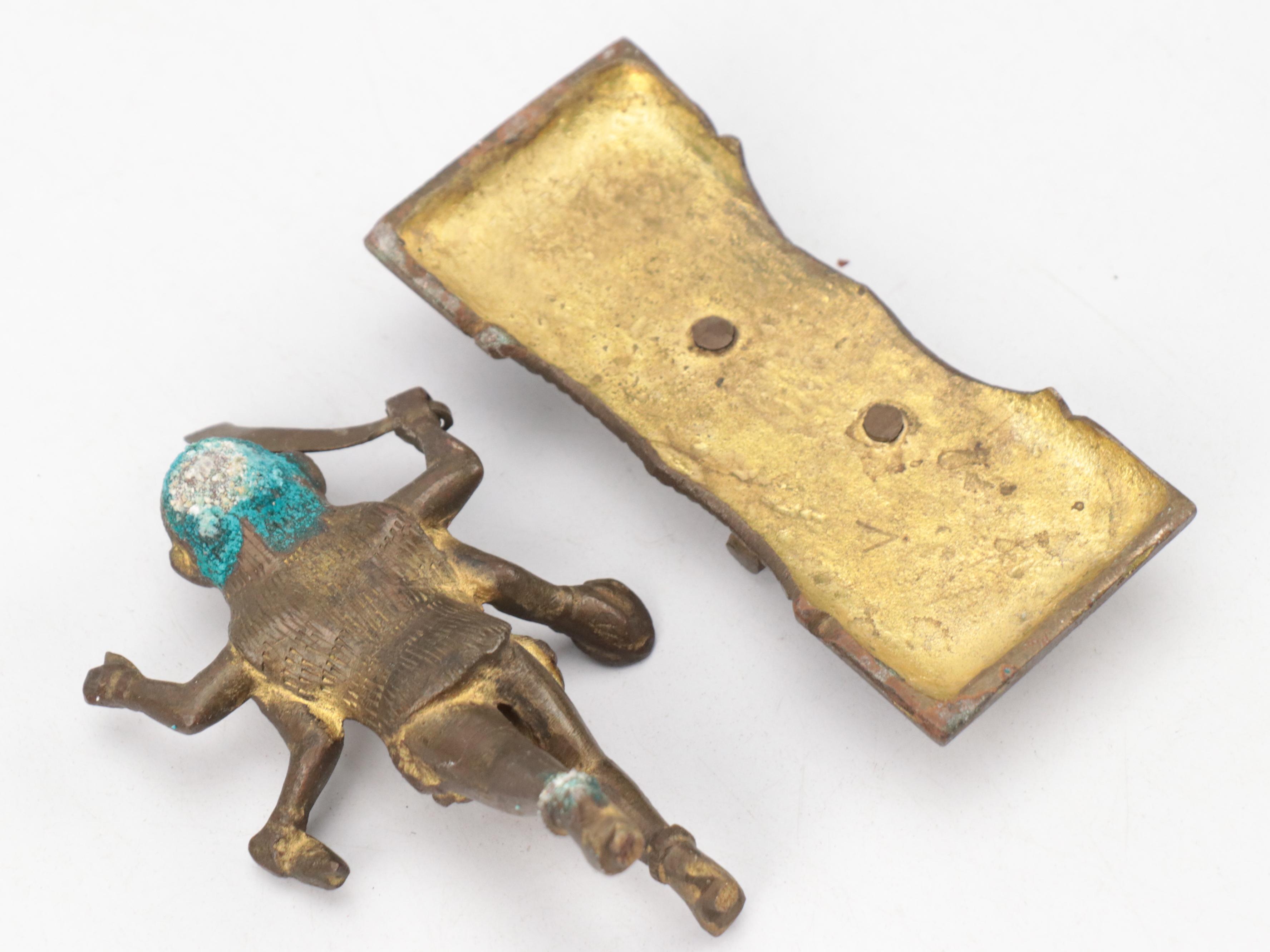 P. Garnier and Other Stoneware Bottle with Egyptian and Indian Style Figurines