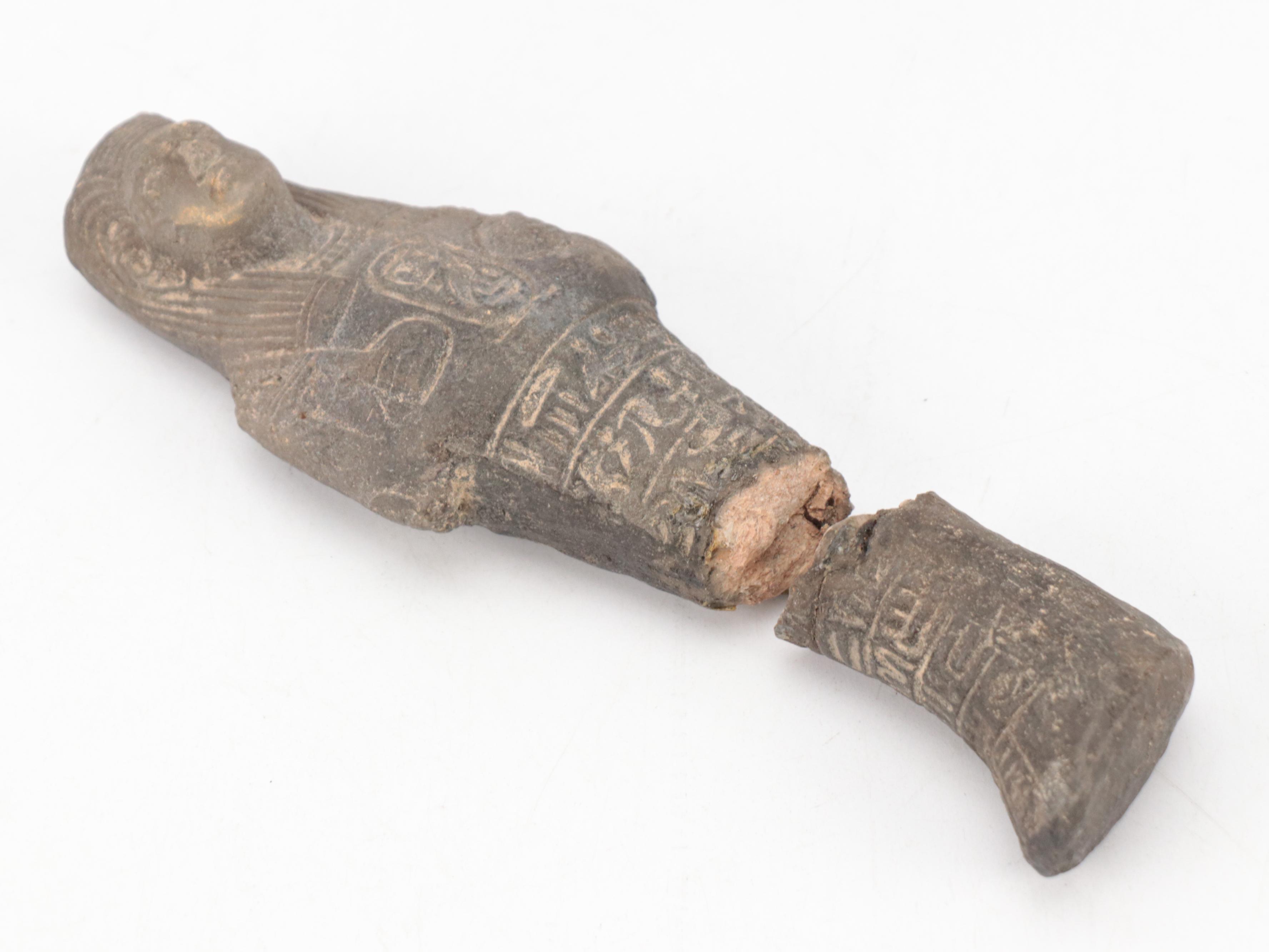 P. Garnier and Other Stoneware Bottle with Egyptian and Indian Style Figurines