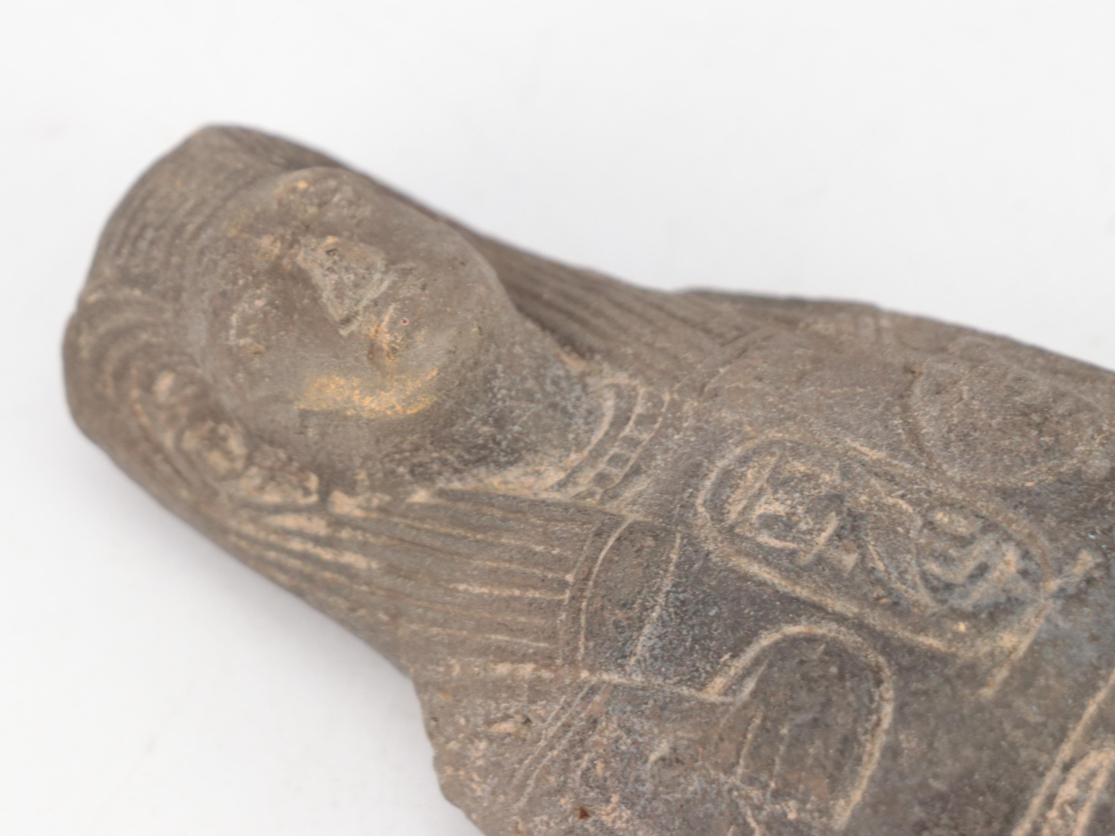 P. Garnier and Other Stoneware Bottle with Egyptian and Indian Style Figurines