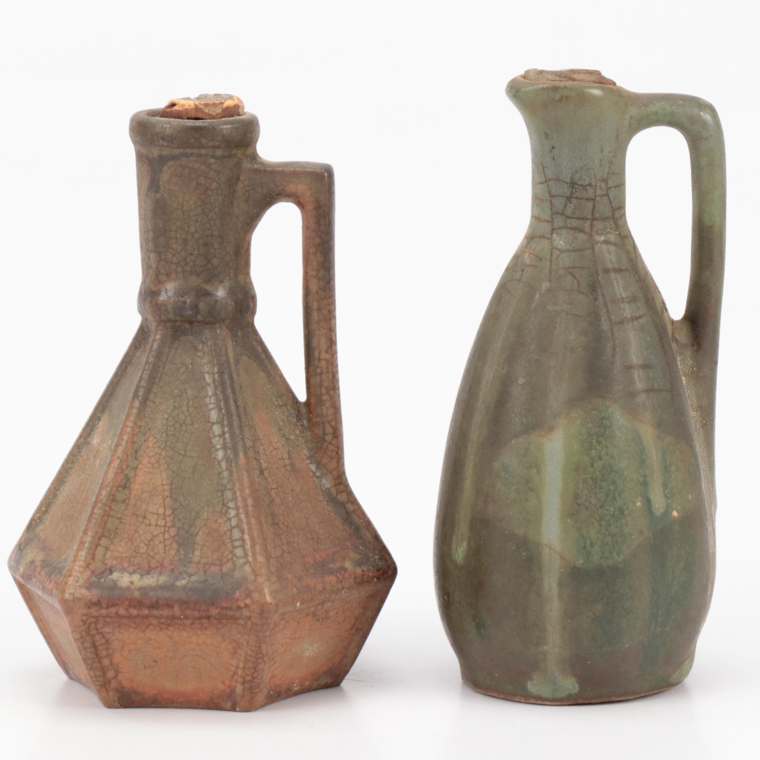P. Garnier and Other Stoneware Bottle with Egyptian and Indian Style Figurines