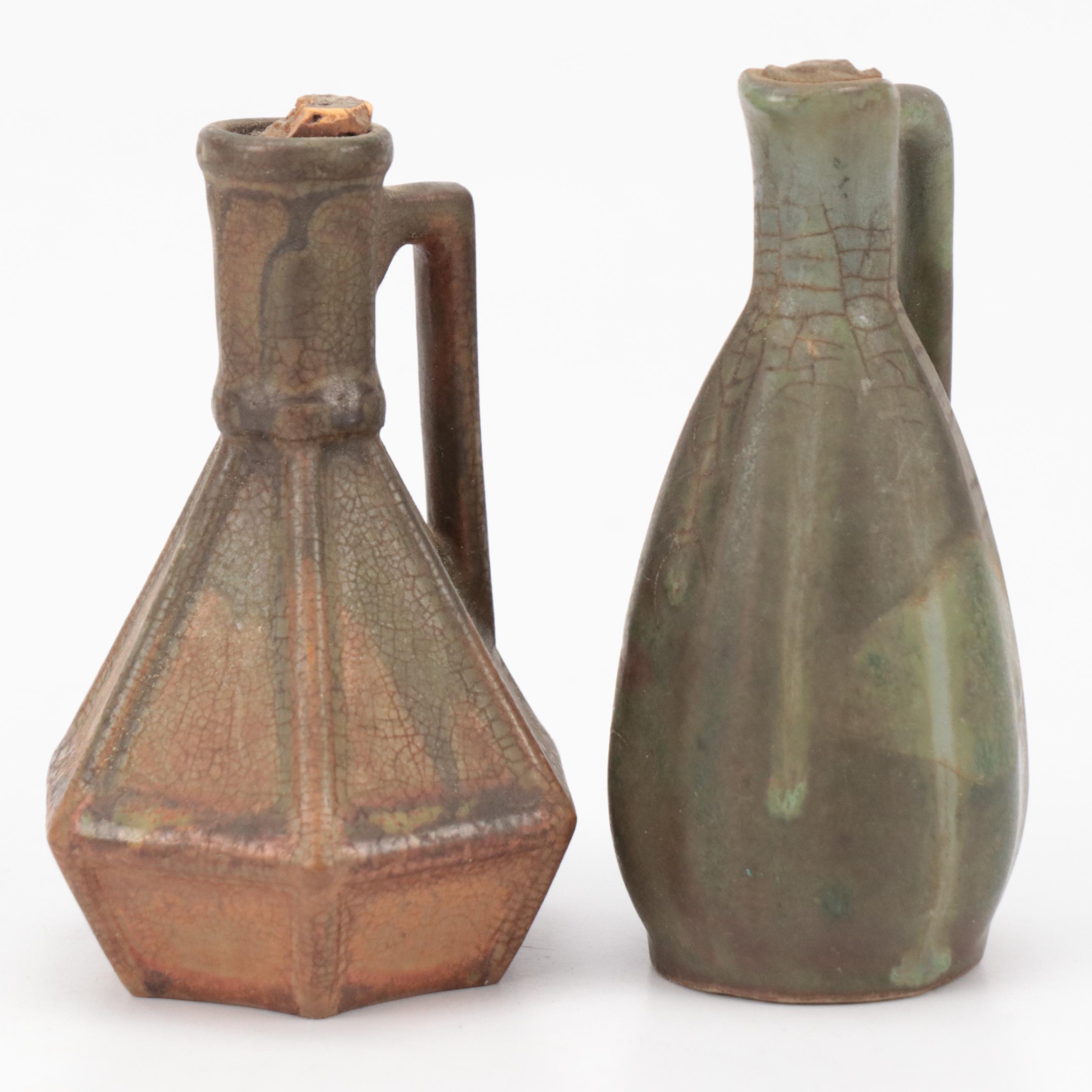 P. Garnier and Other Stoneware Bottle with Egyptian and Indian Style Figurines