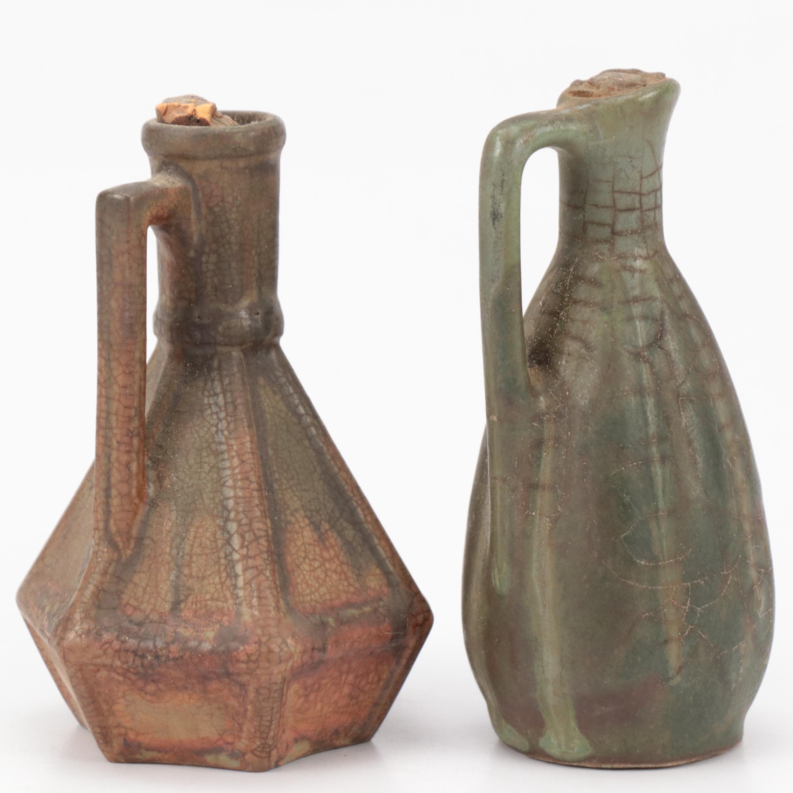 P. Garnier and Other Stoneware Bottle with Egyptian and Indian Style Figurines