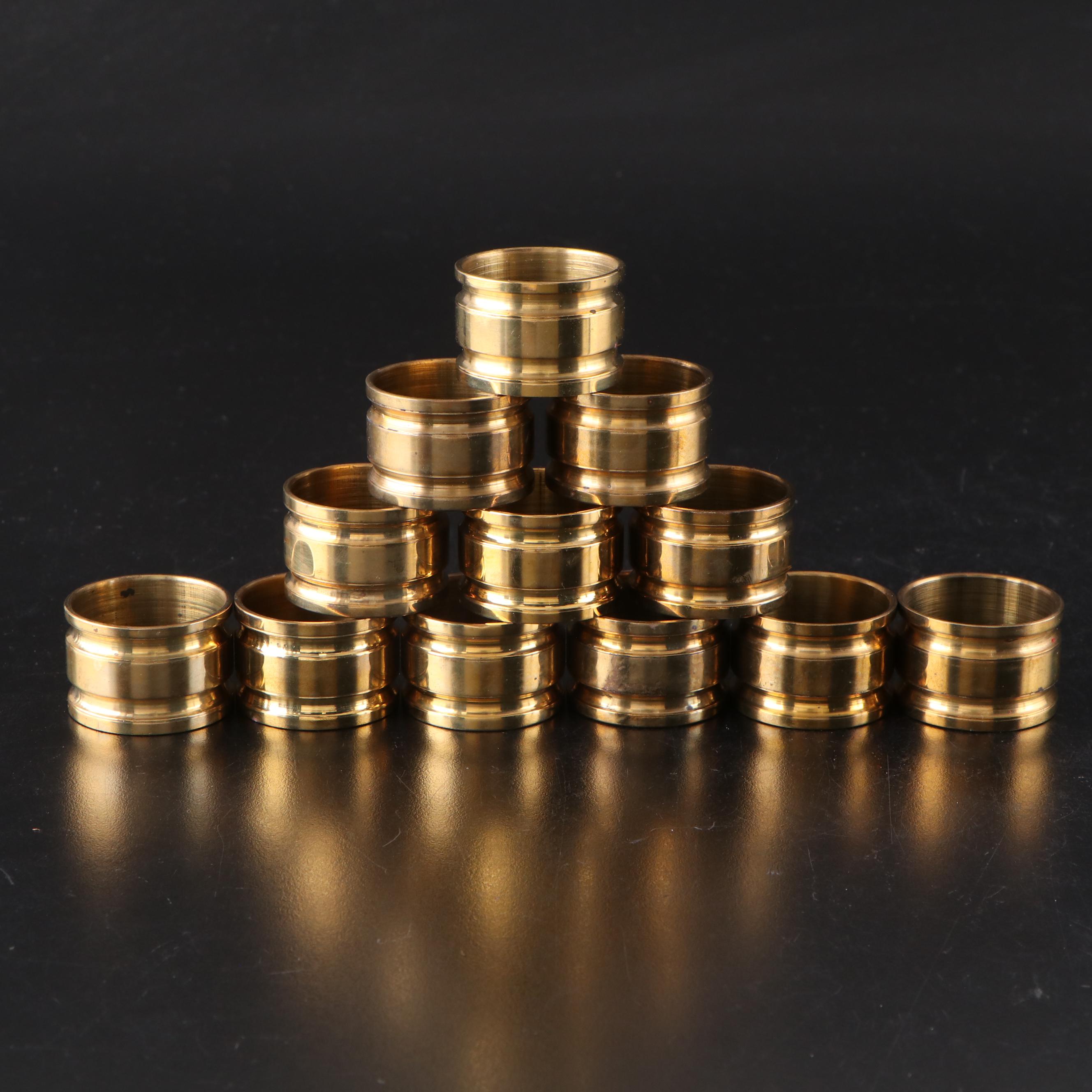Cut Crystal "Starlet" Vase with Brass Napkin Ring Set