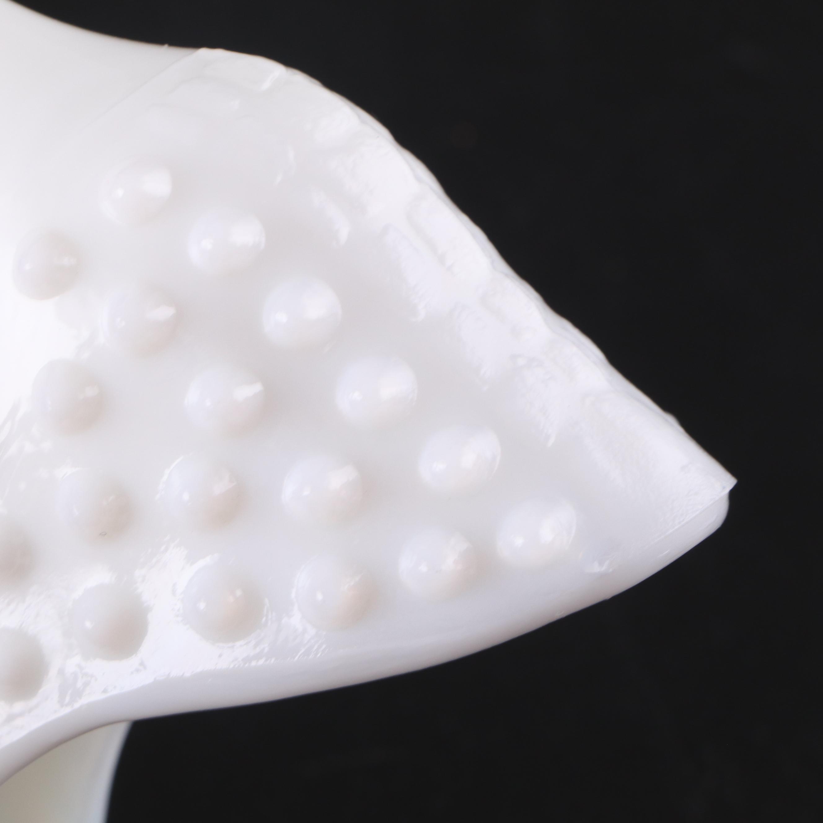 Fenton Hobnail Milk Glass Slippers and Peach Crest Crimped Candy Bowl