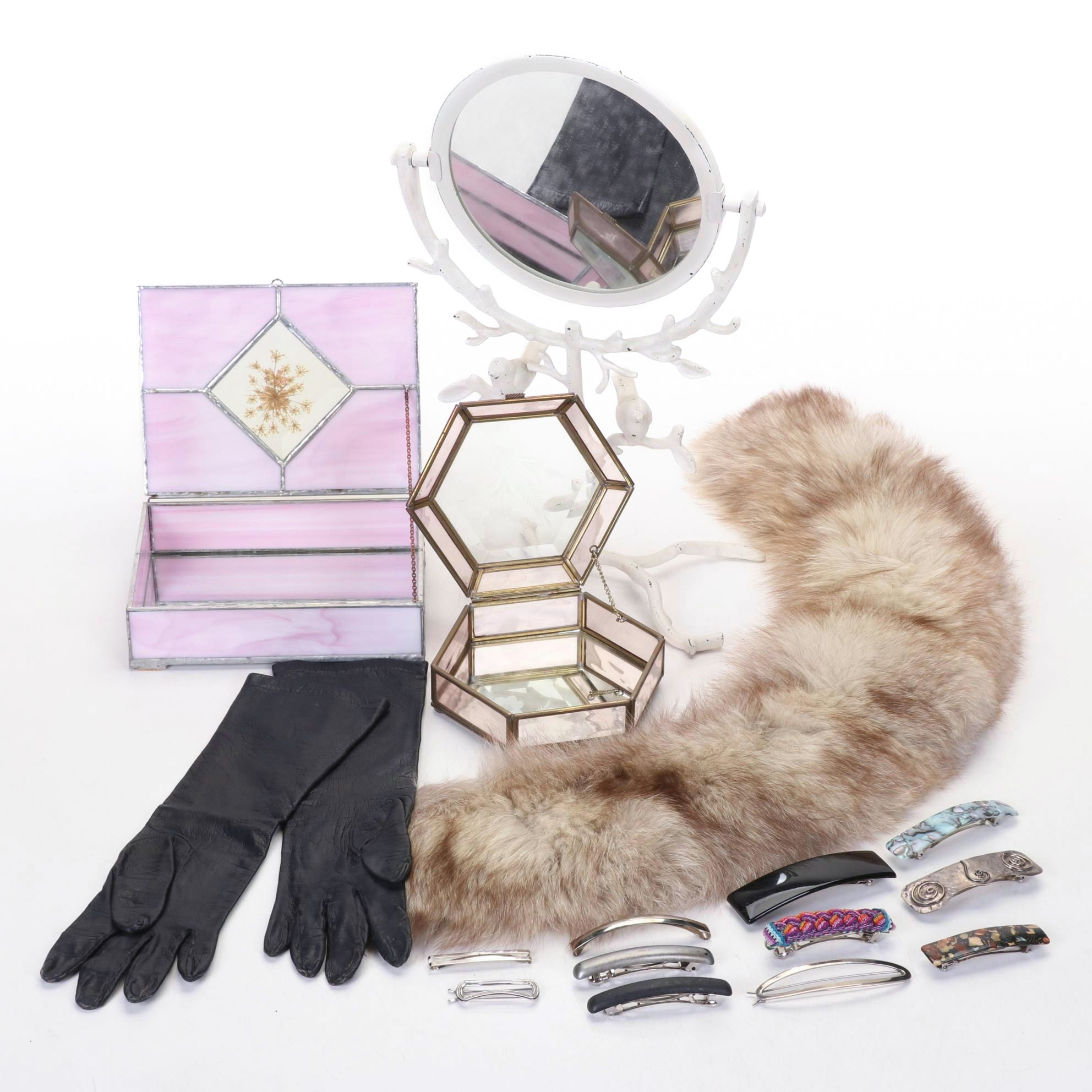 Fur Collar, Vanity Mirror, Jewelry Caskets, Hair Clips and Gloves