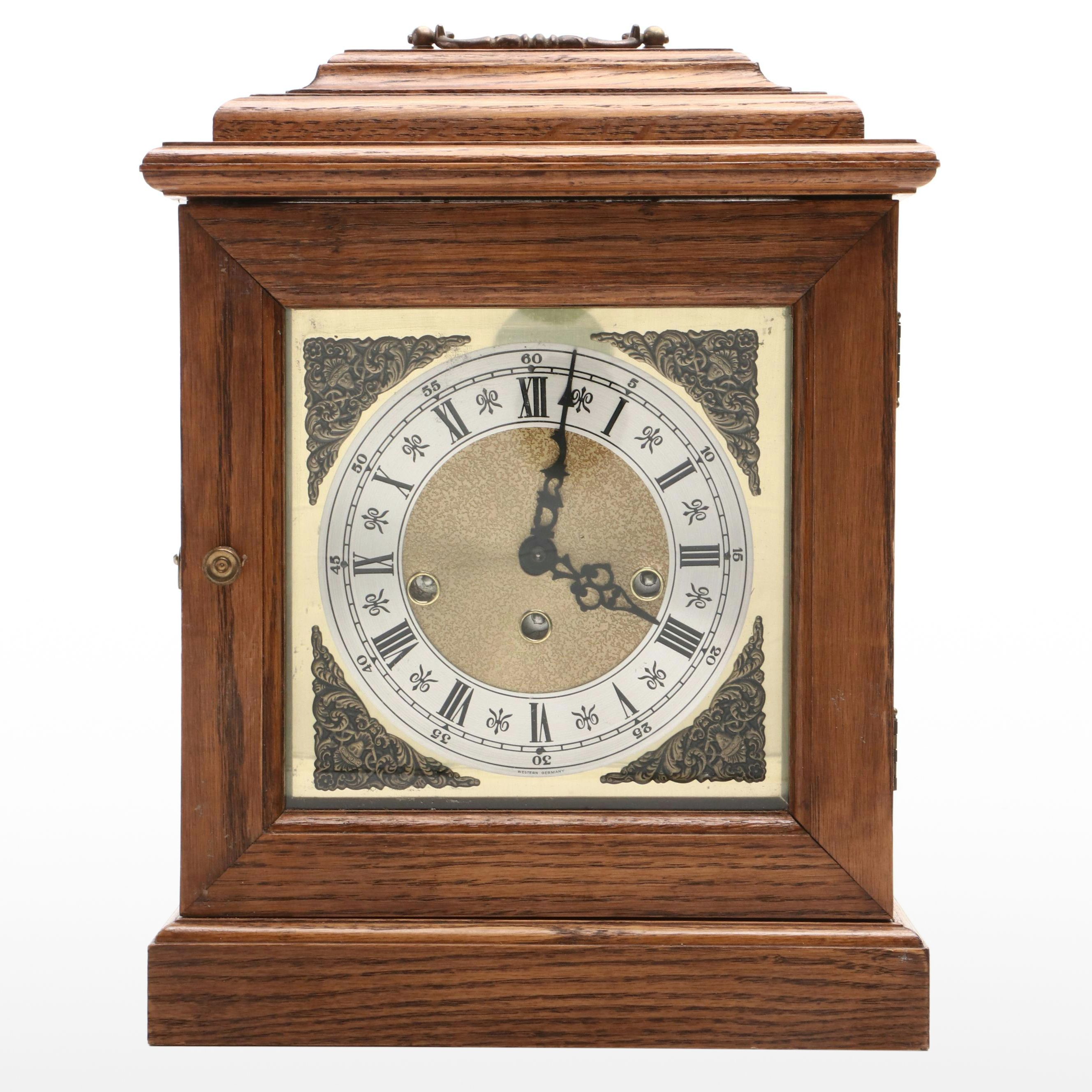 Franz Hermle Oak Cased Carriage Clock, Late 20th Century