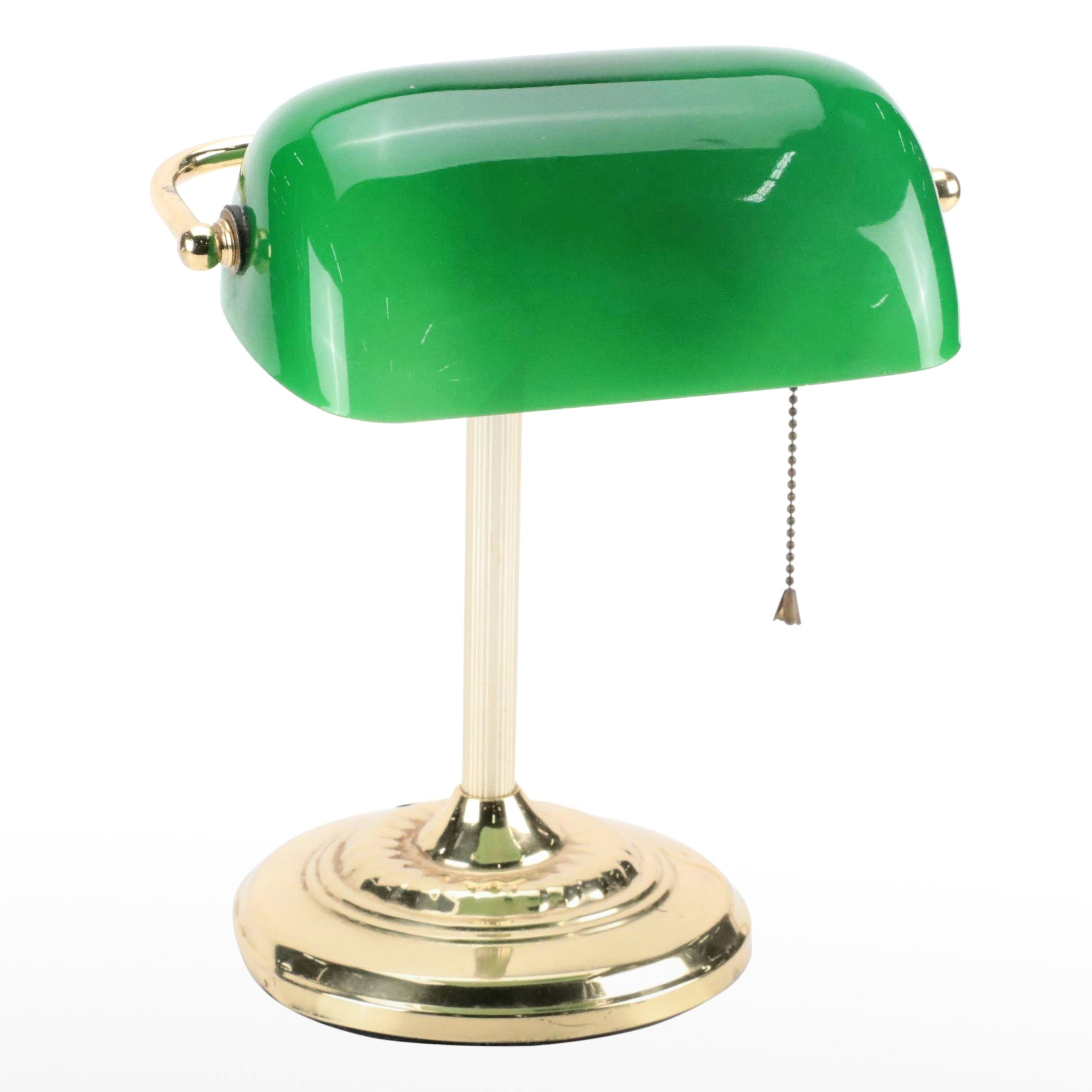 Crown Court Green Glass Shade Banker's Lamp