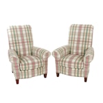 Pair of Lexington Moire Plaid Upholstered Armchairs