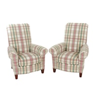 Pair of Lexington Moire Plaid Upholstered Armchairs