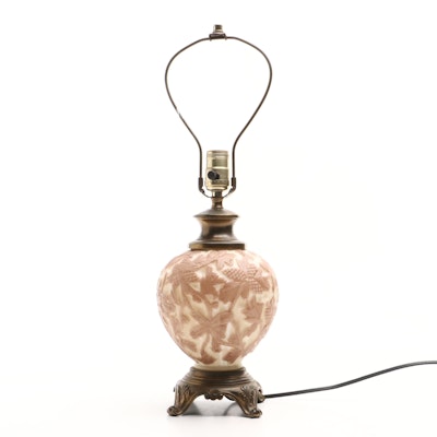 Phoenix Consolidated Glass "Martele Pine Cone" Table Lamp, Early to Mid-20th C