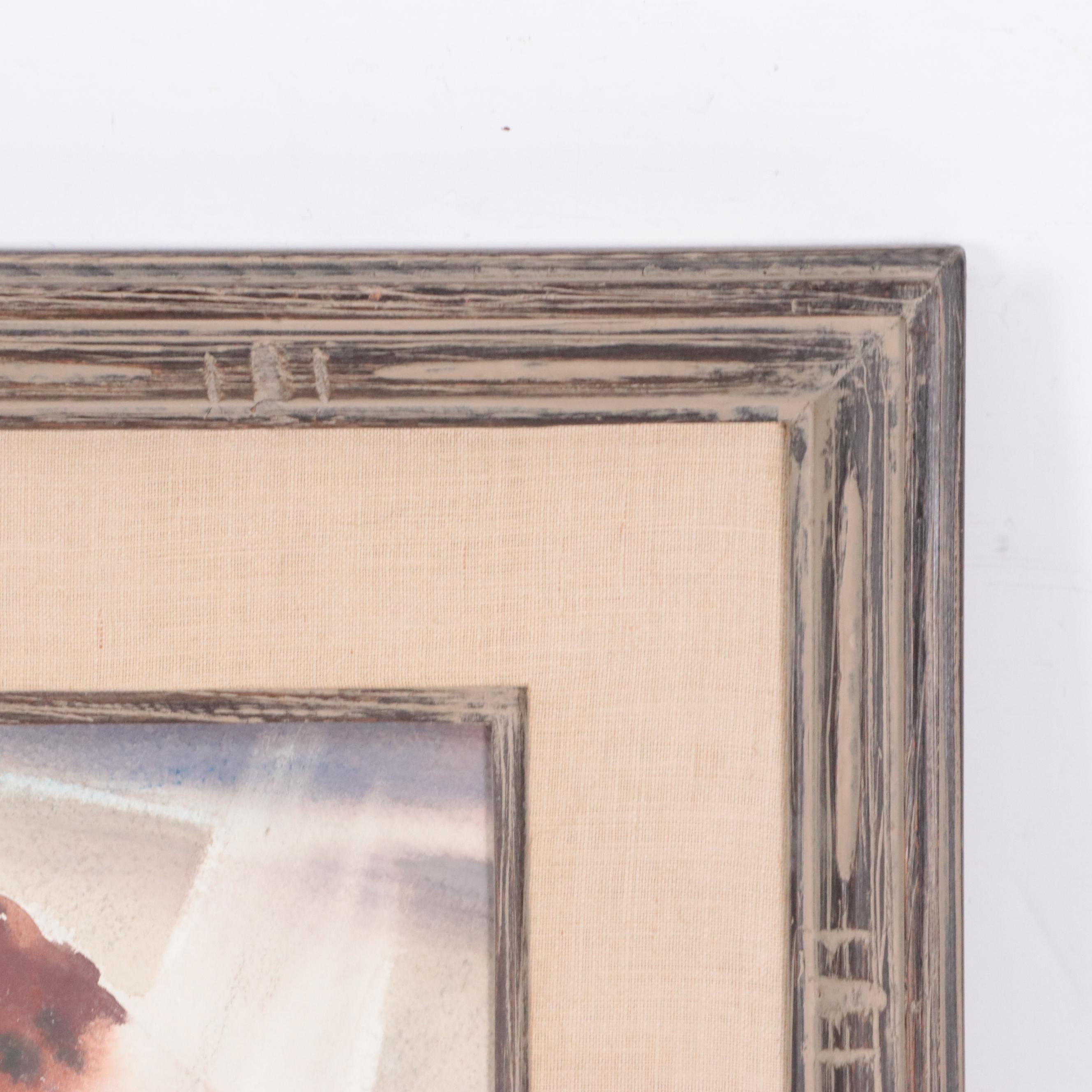 Jerry Bywaters Countryside Landscape Watercolor Painting, Mid-20th Century