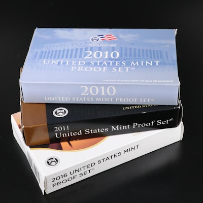 Three U.S. Mint Proof Sets: 2010, 2011, and 2016