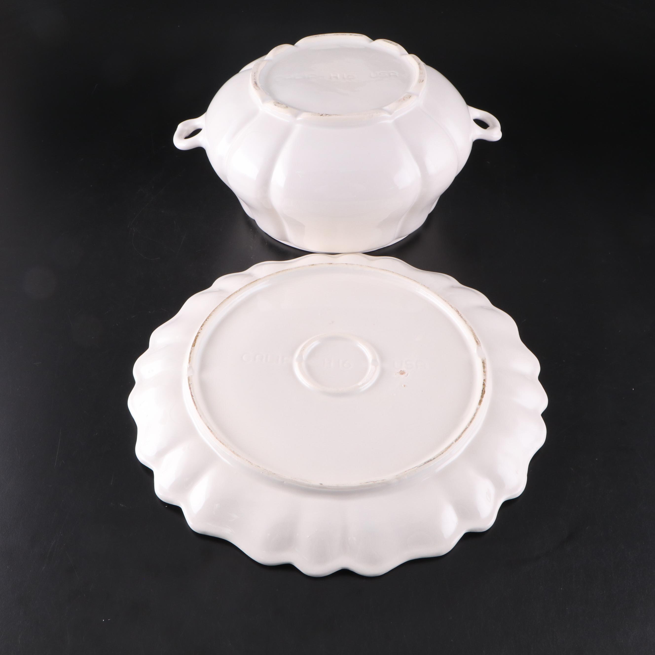 California Pottery Tureen with IKEA Porcelain Soup Bowls EBTH