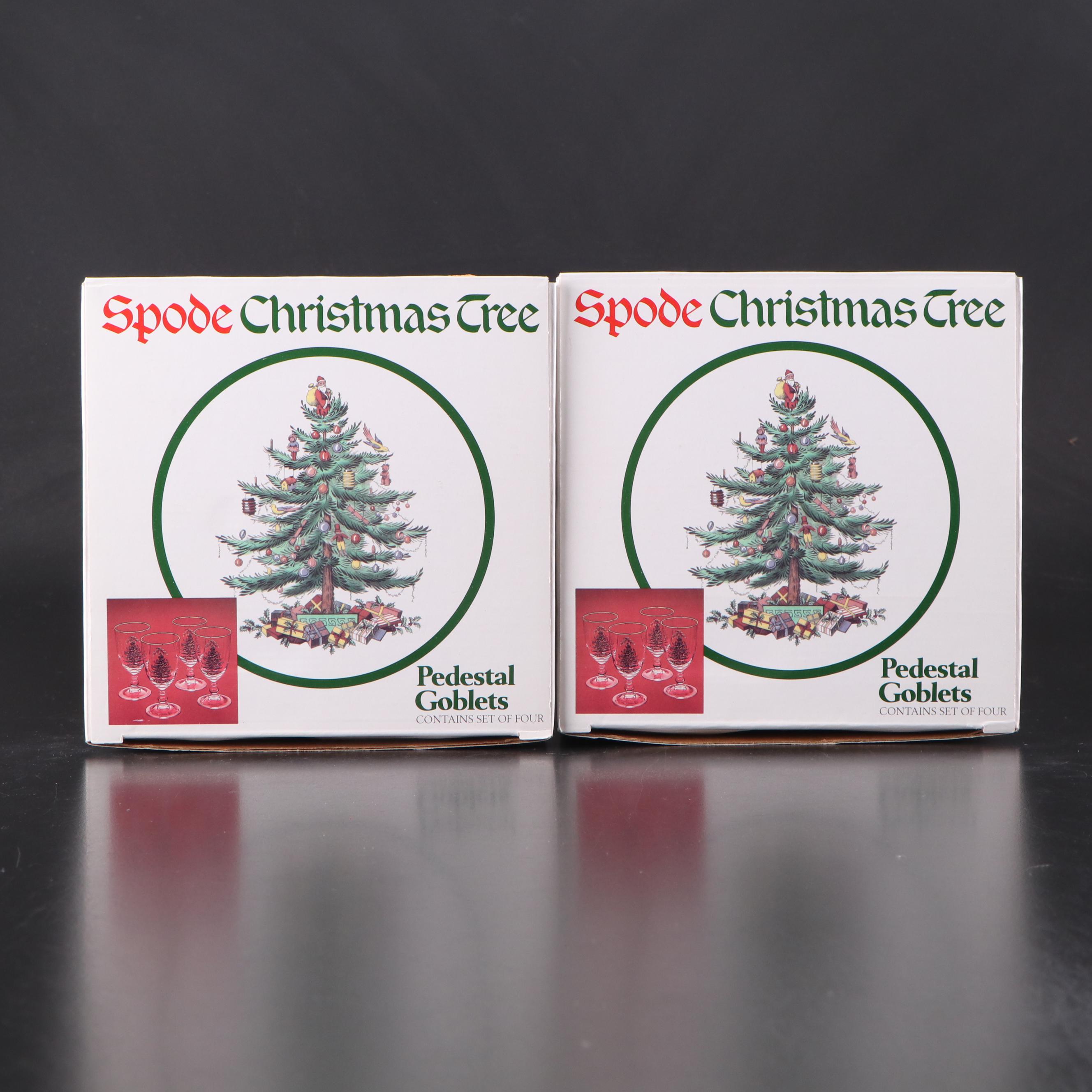 Spode "Christmas Tree" Water Goblets and Howard Miller Clock