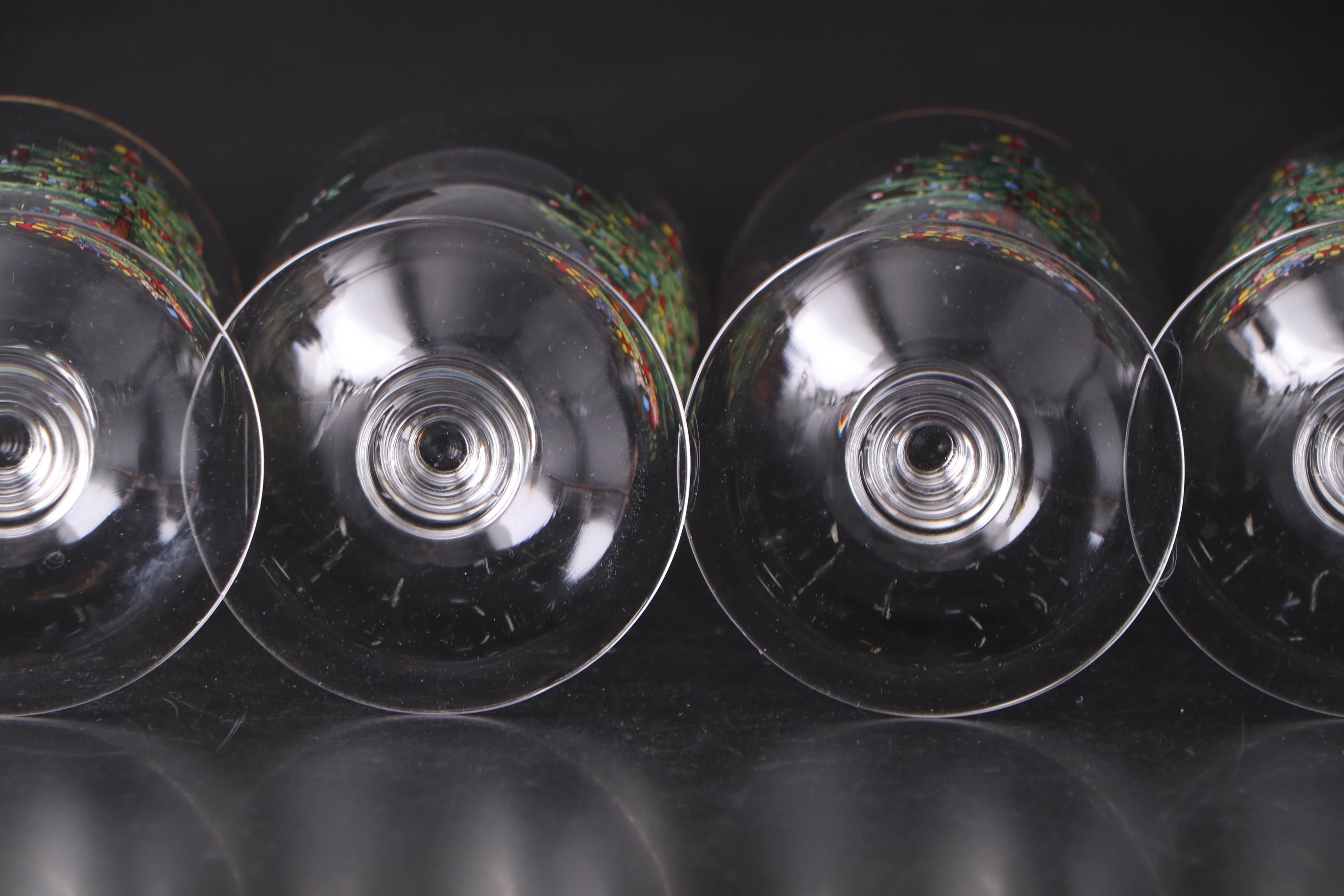 Spode "Christmas Tree" Water Goblets and Howard Miller Clock