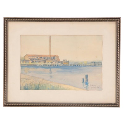 H. Hewitt Watercolor Painting Coastal Scene "Northport," 1922